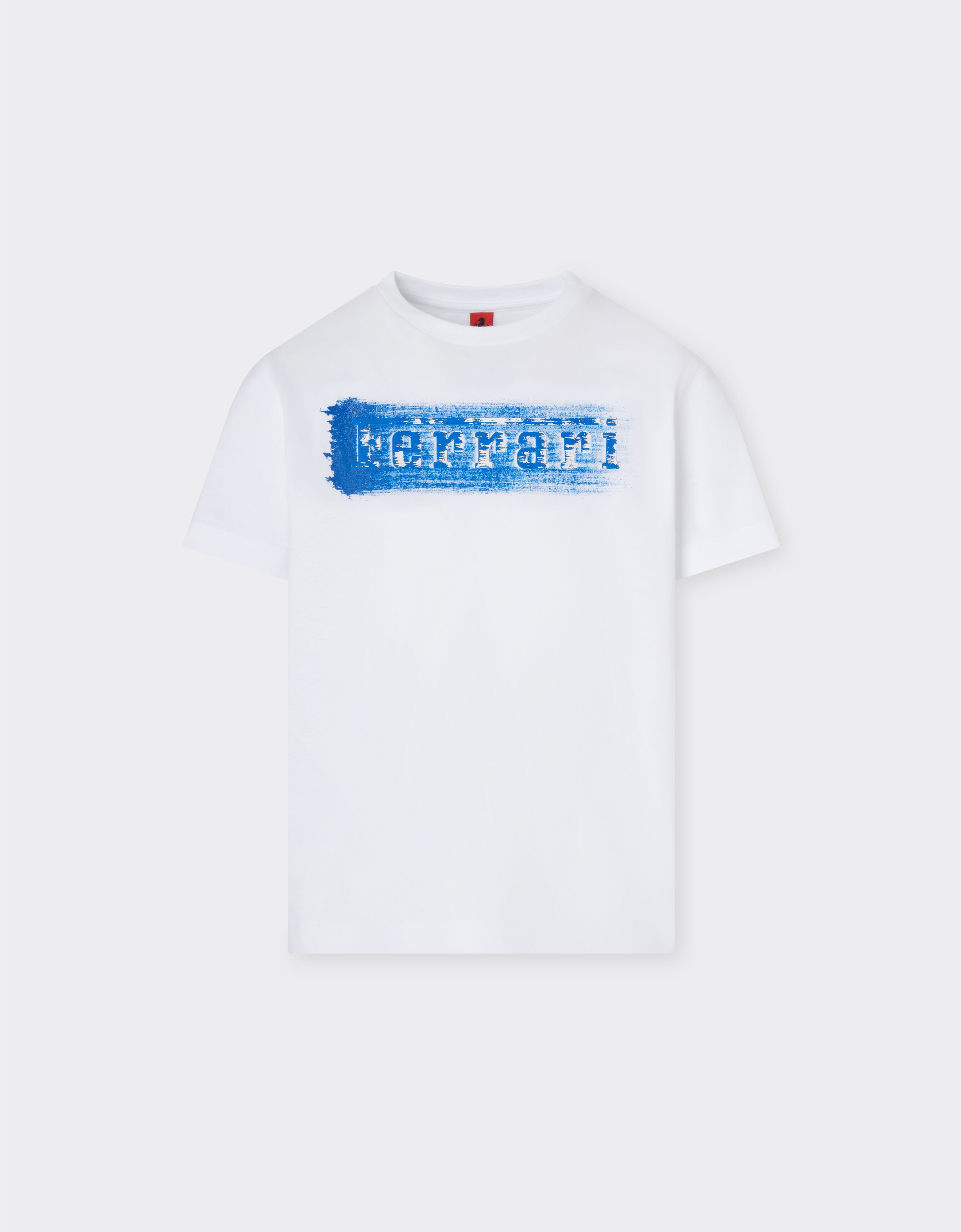 Ferrari T-shirt in cotone con logo Ferrari brushed Bianco Ottico 22464fK