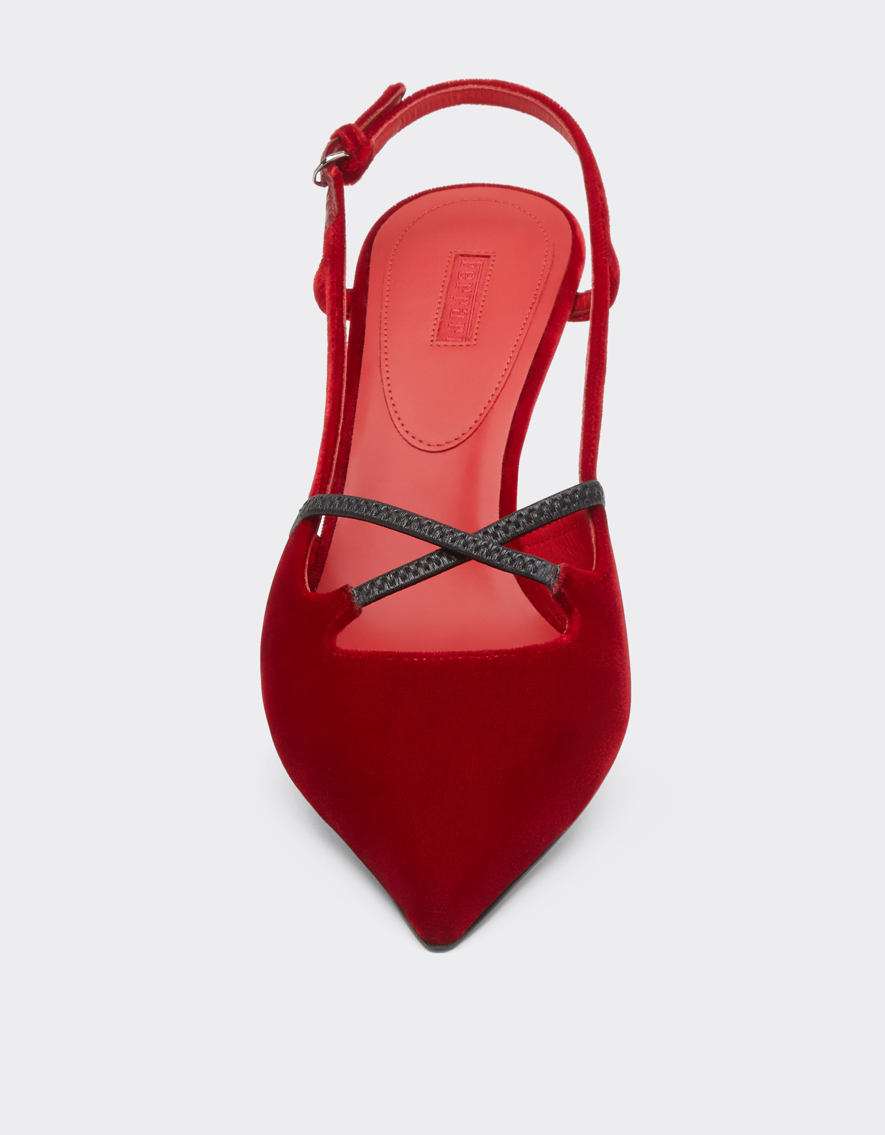 Prada red velvet shoes store