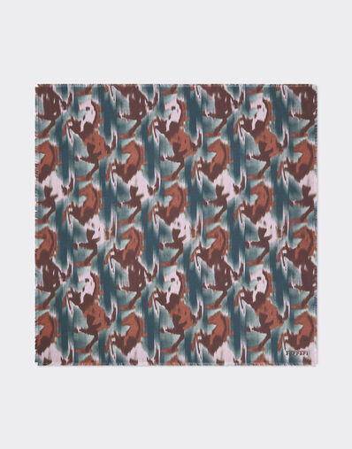 Ferrari Silk yoke with pony Ikat print Peacock 22717f