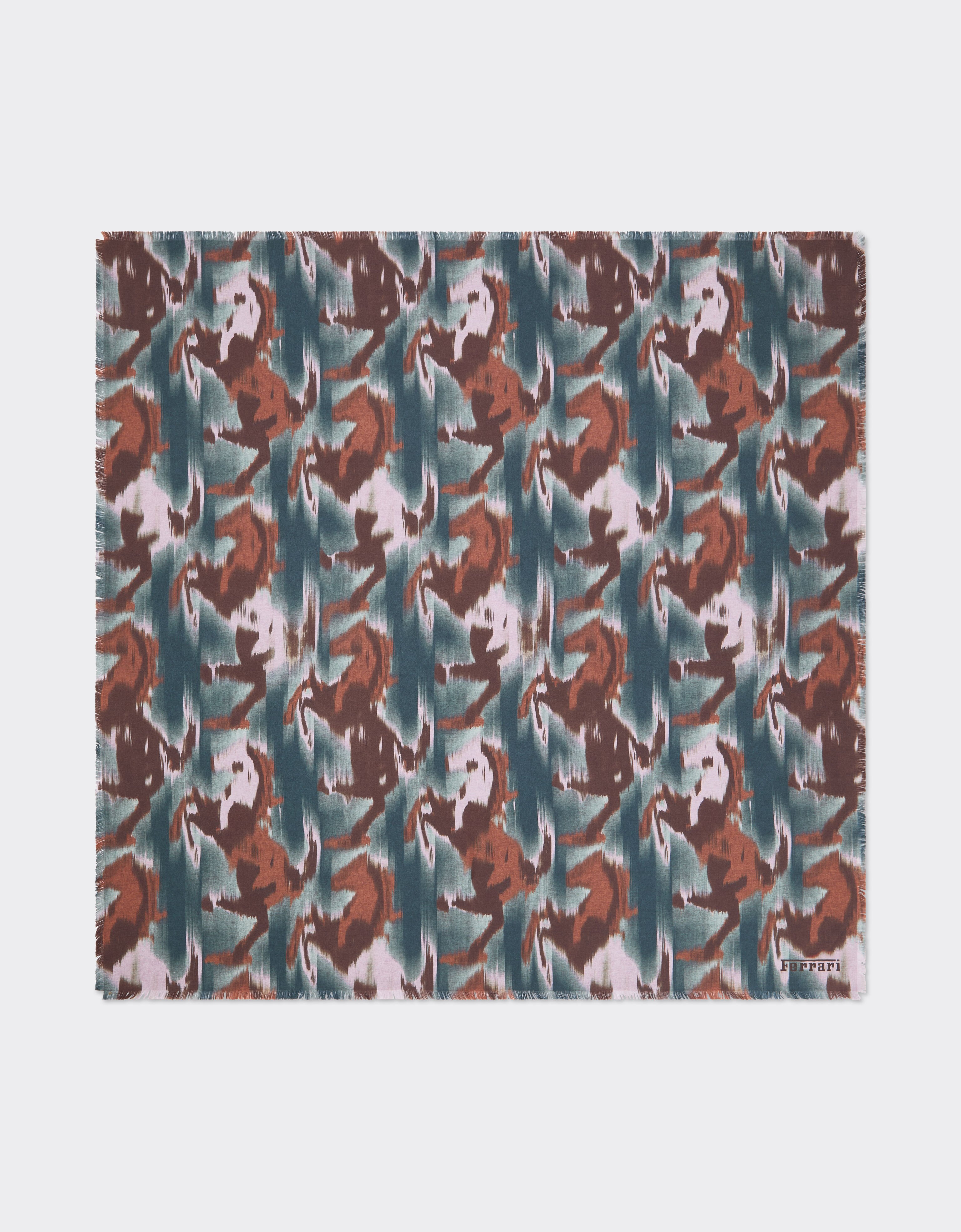 Ferrari Silk yoke with pony Ikat print Peacock 22717f