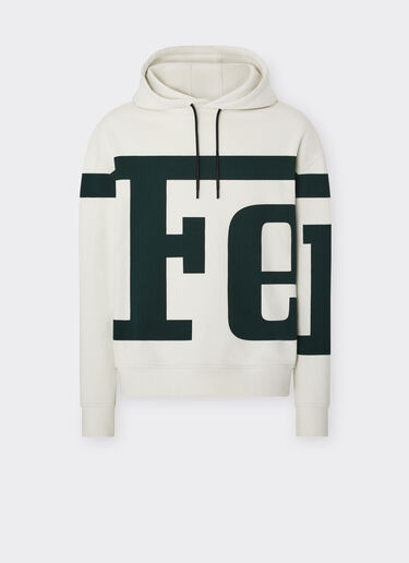 Ferrari Sweatshirt in jersey with hood and Ferrari macro-lettering Ivory 48515f