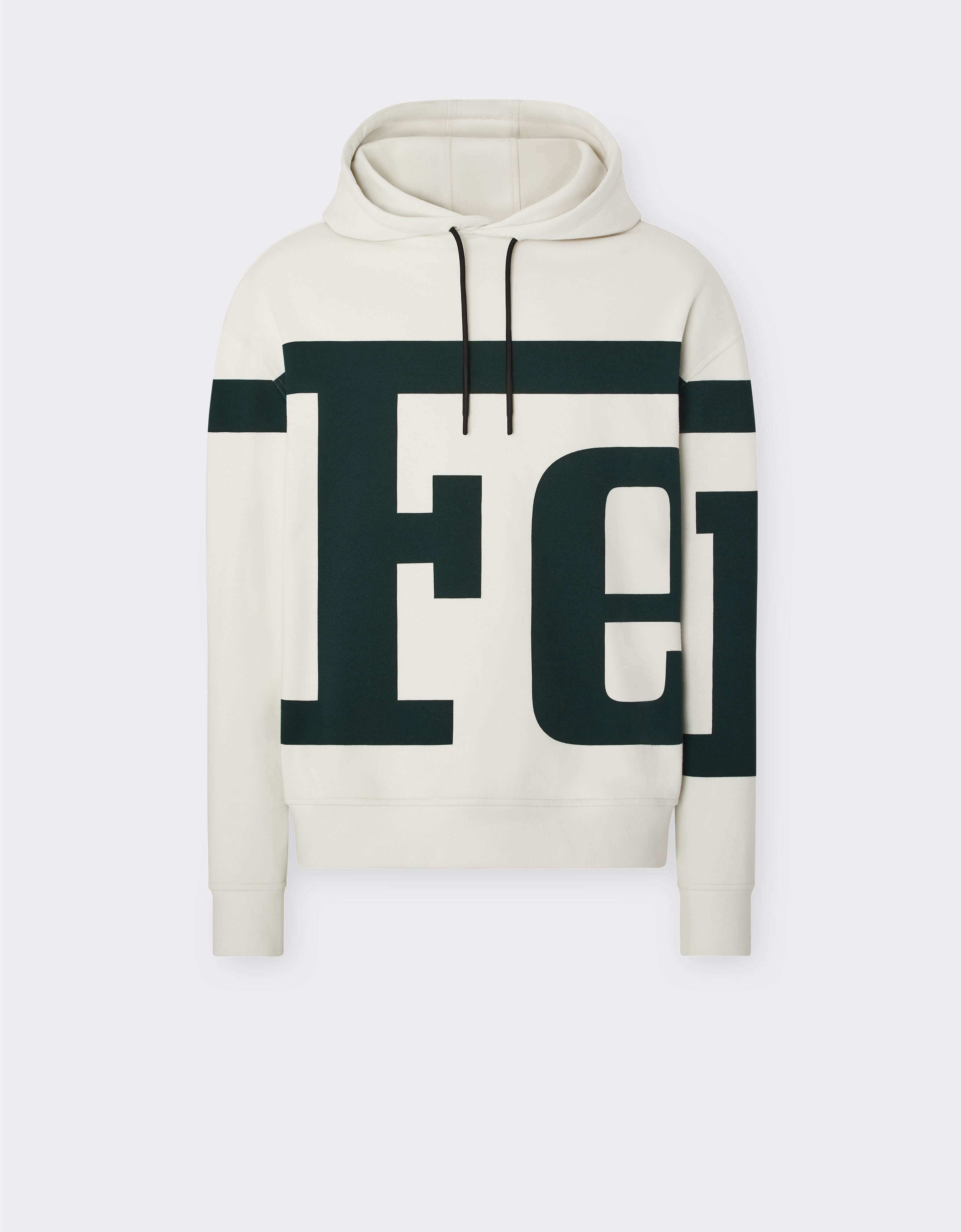 Ferrari Sweatshirt in jersey with hood and Ferrari macro-lettering Ivory 48515f