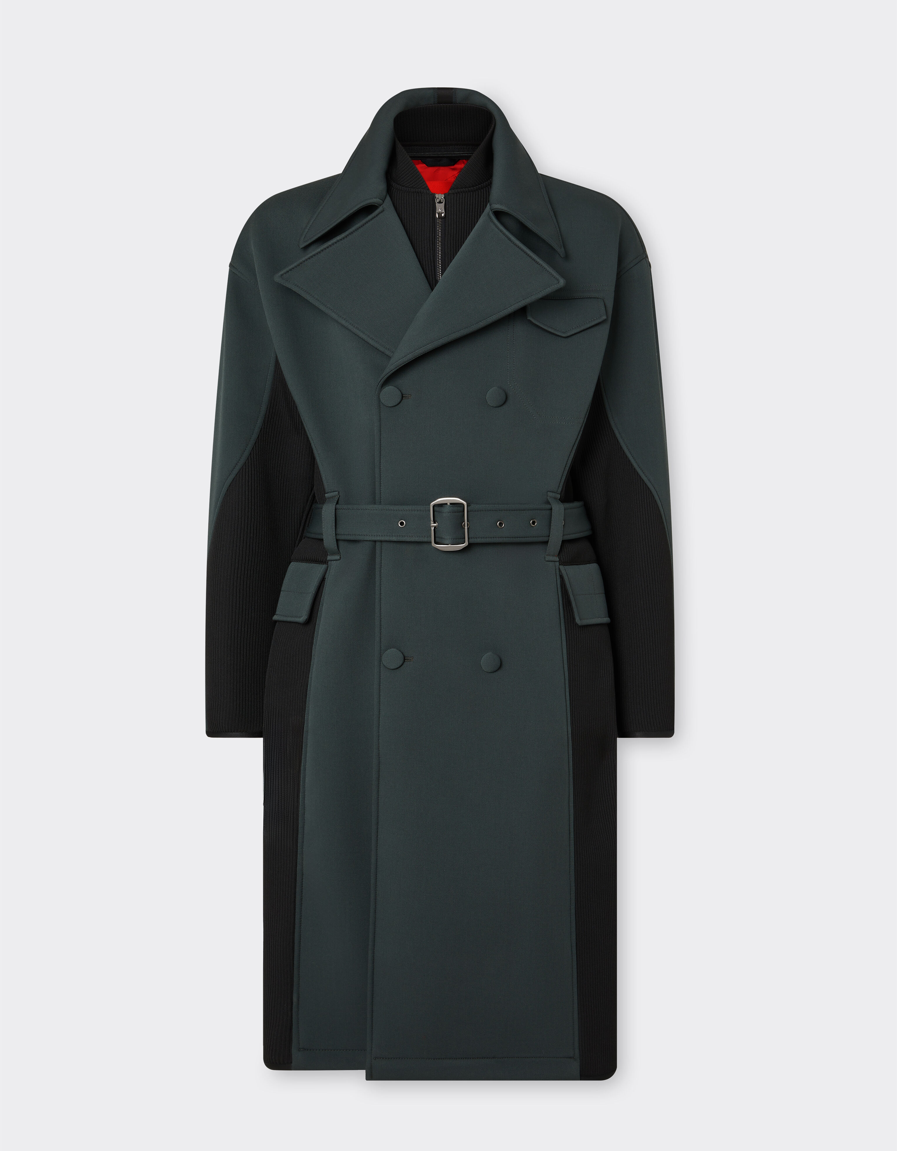 ${brand} Trench coat in bonded wool with scuba effect ${colorDescription} ${masterID}