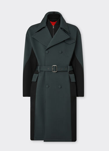 Ferrari Trench coat in bonded wool with scuba effect Army 20947f