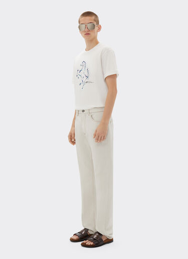 Ferrari Five-pocket denim trousers Ecru 21814f