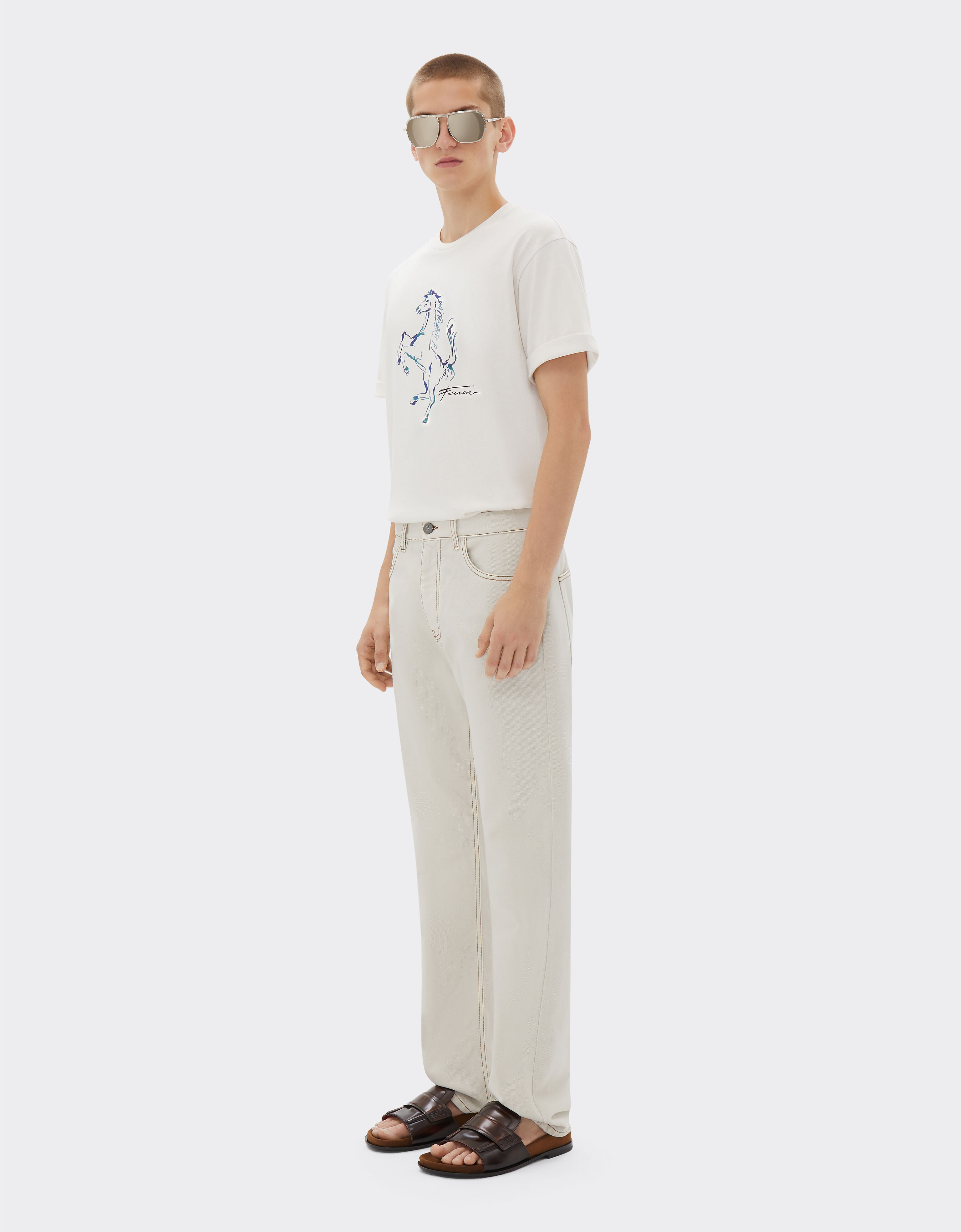 Ferrari Five-pocket denim trousers Ecru 21814f