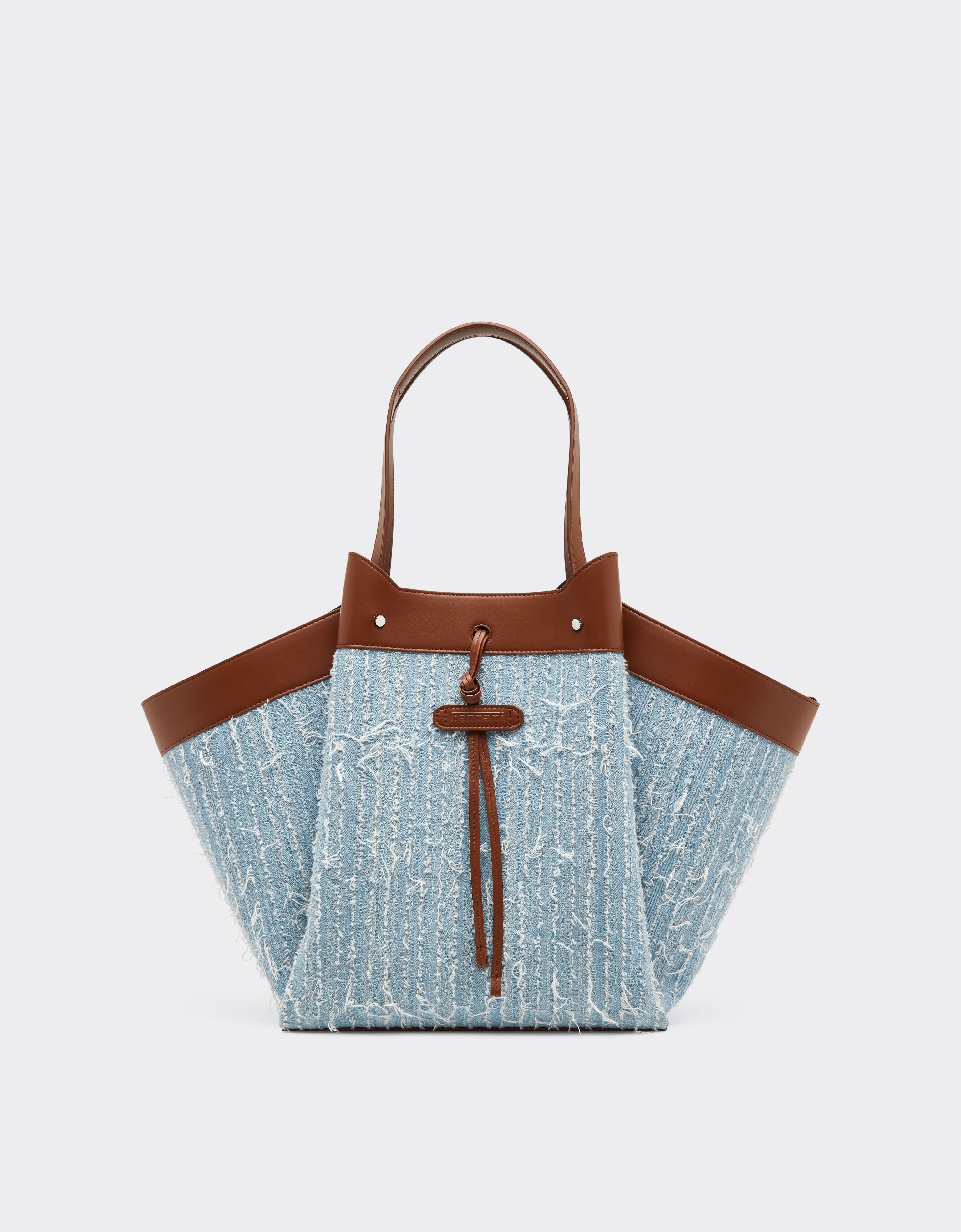 Ferrari Large tote bag in denim and leather Denim Blue 22273f