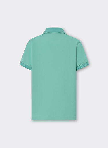 Ferrari Cotton piqué polo shirt with Prancing Horse patch Aquamarine 48531fK