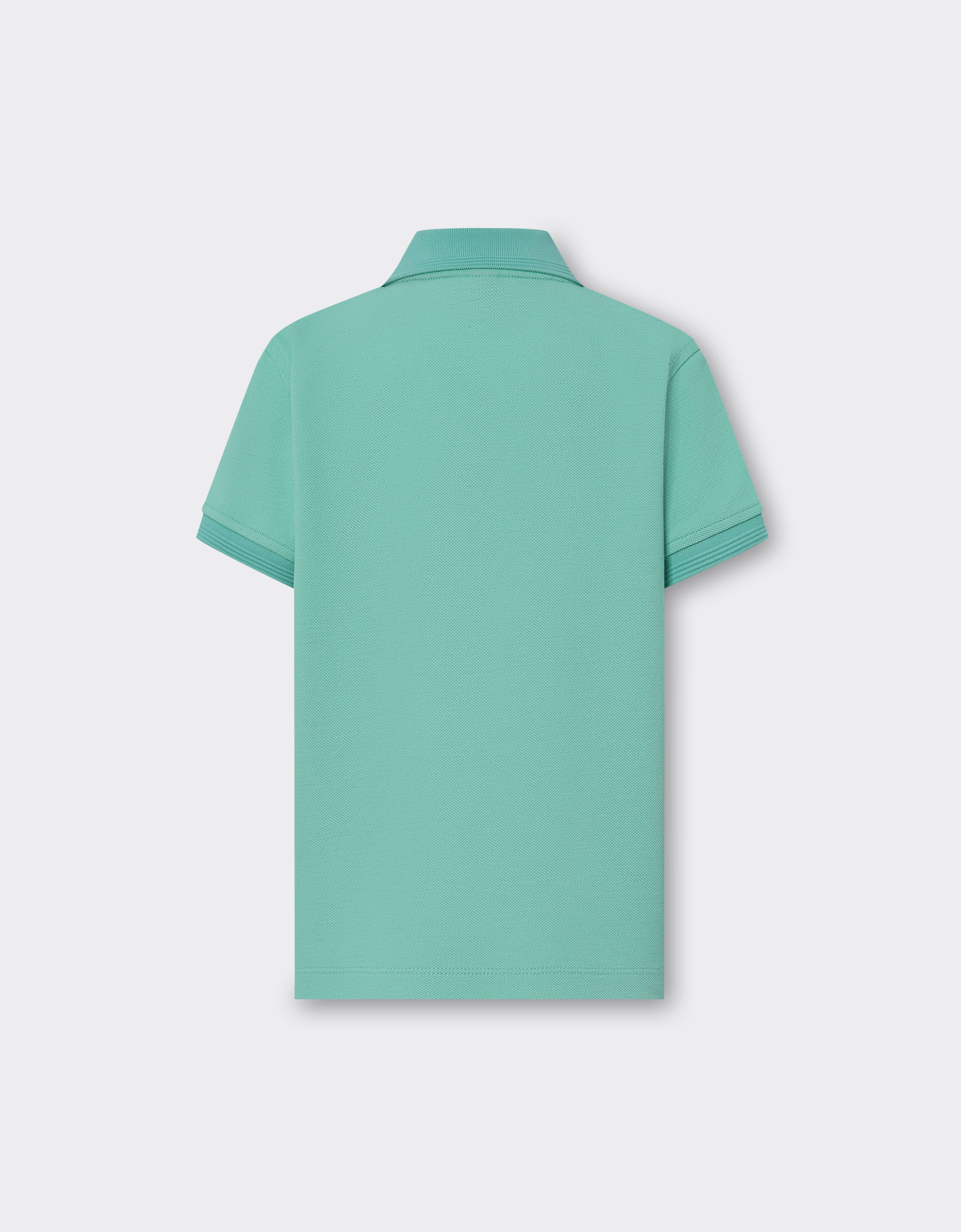 Ferrari Cotton piqué polo shirt with Prancing Horse patch Aquamarine 48531fK