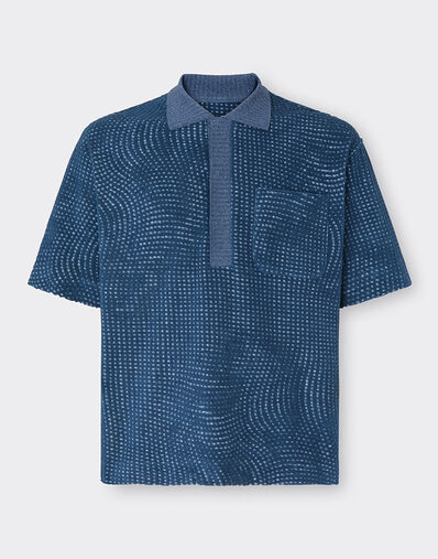 Ferrari Polo shirt in terry jacquard with Cavallino Dots pattern Steel Blue 22476f