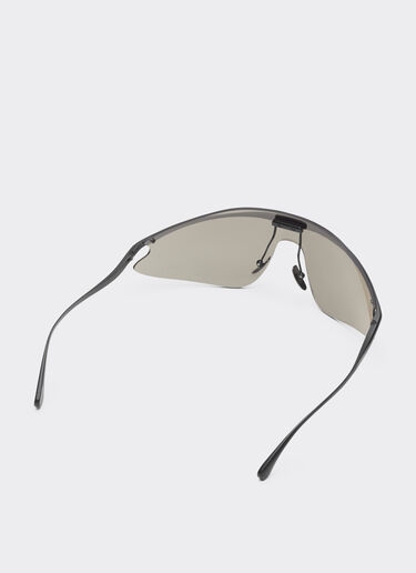 Ferrari Ferrari shield sunglasses in black metal with silver mirror lens Black Matt F1528f
