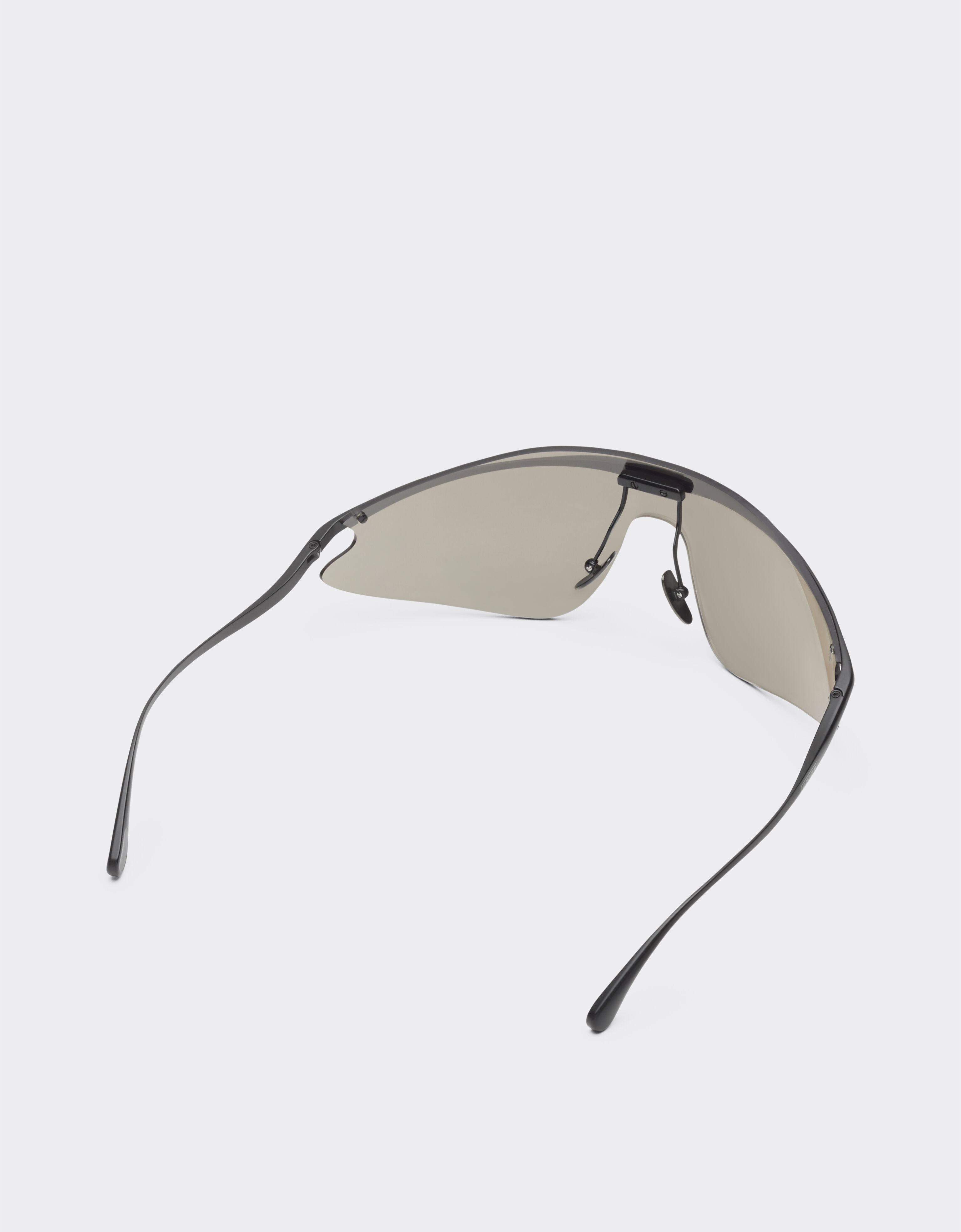 Ferrari Ferrari shield sunglasses in black metal with silver mirror lens Black Matt F1528f