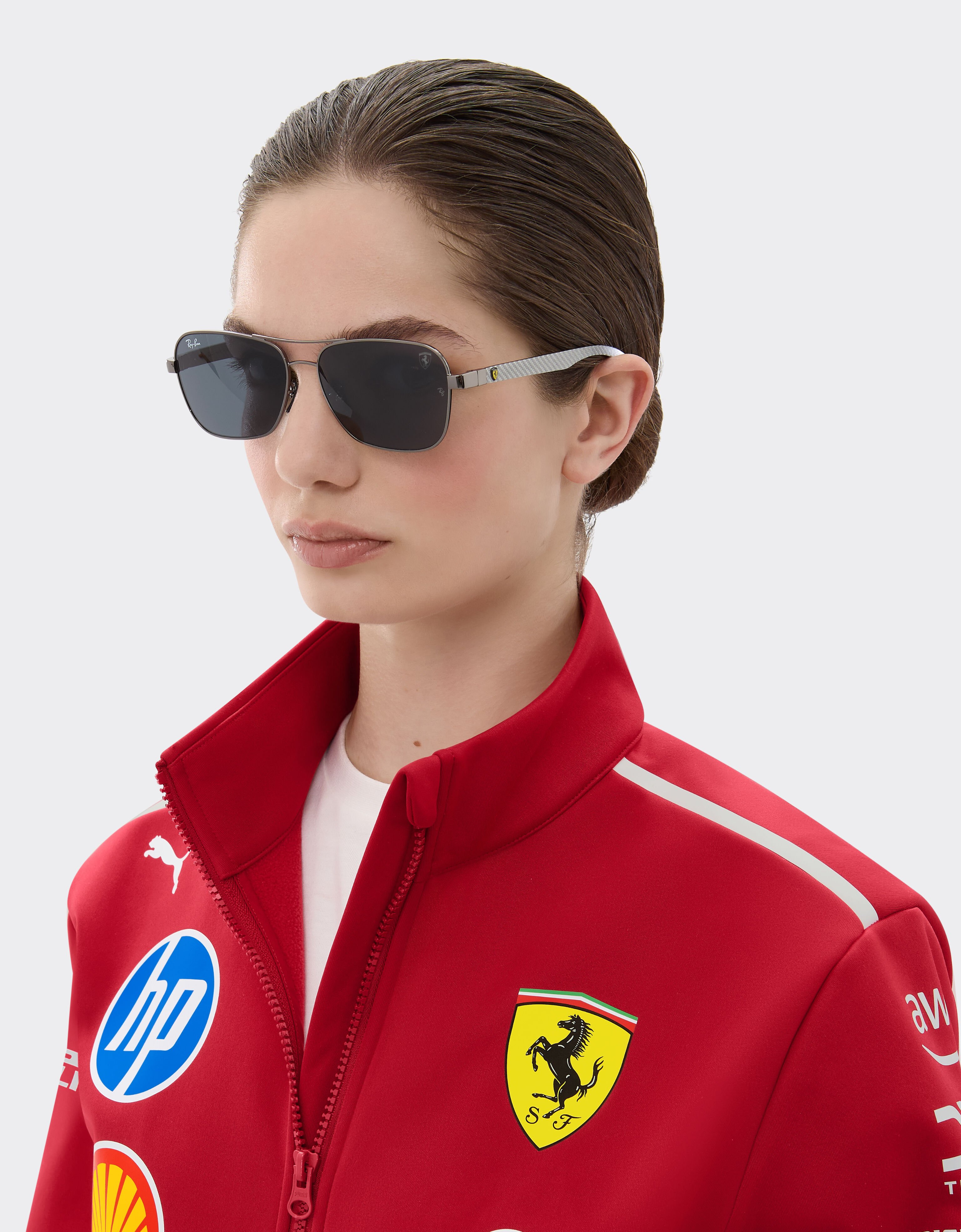 Ferrari Ray-Ban for Scuderia Ferrari RB8336M in gunmetal grey metal and light carbon fibre with dark grey lenses Ingrid LA02Cf