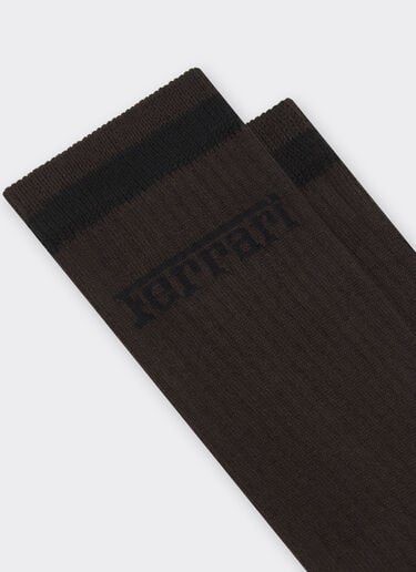 Long cotton socks with Ferrari logo Ferrari Long cotton socks with Ferrari logo Dark brown 49190f