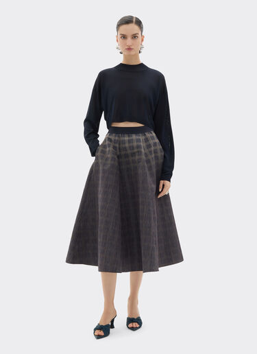 Ferrari Long skirt in chiné check printed nylon Mahogany 22651f