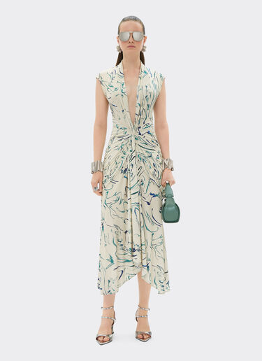 Ferrari Dress in viscose fabric with Cavallino print Ecru 22043f