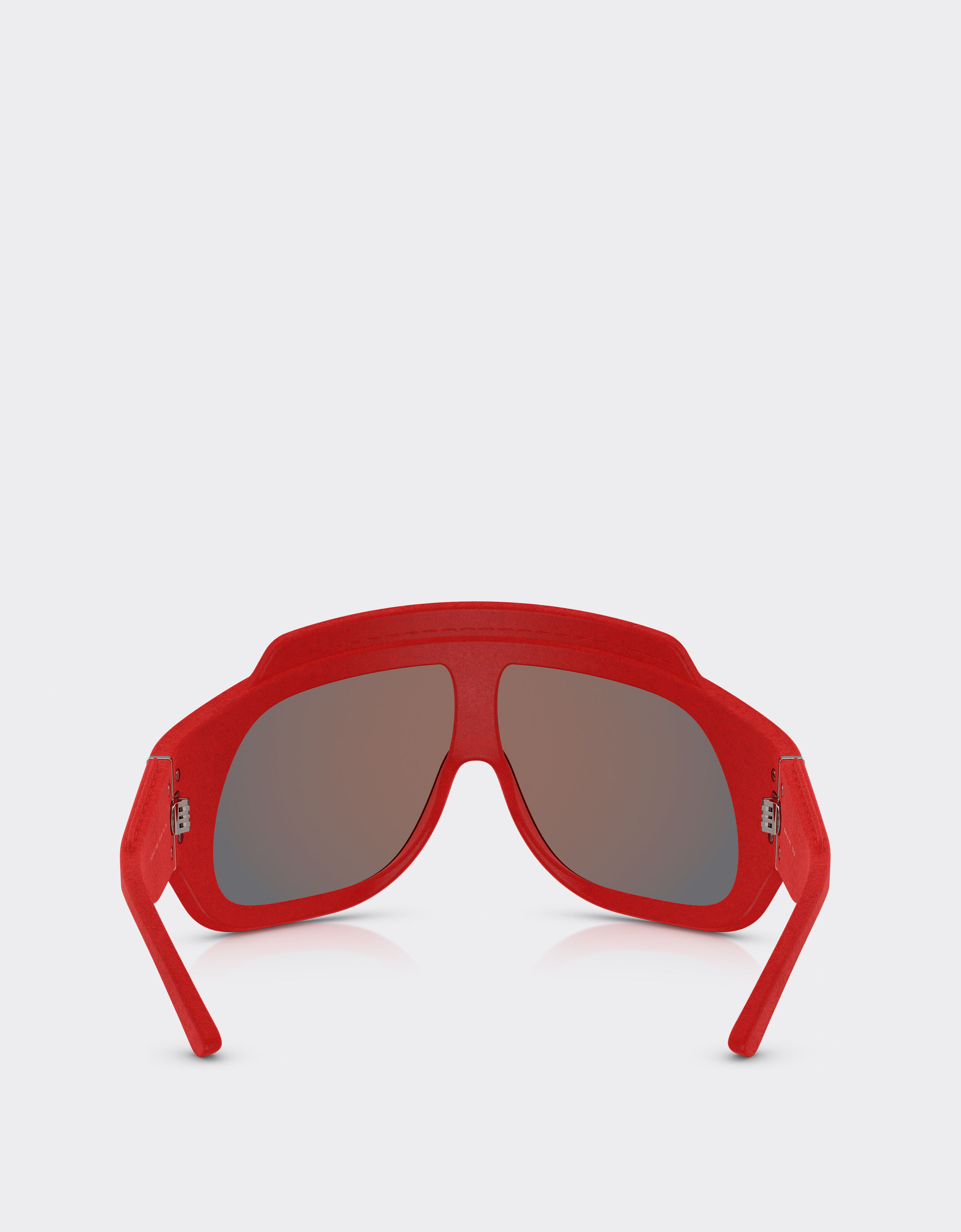 Ferrari Red Ferrari Limited Edition shield sunglasses in injected material and leather with red mirror lens Red F1580f