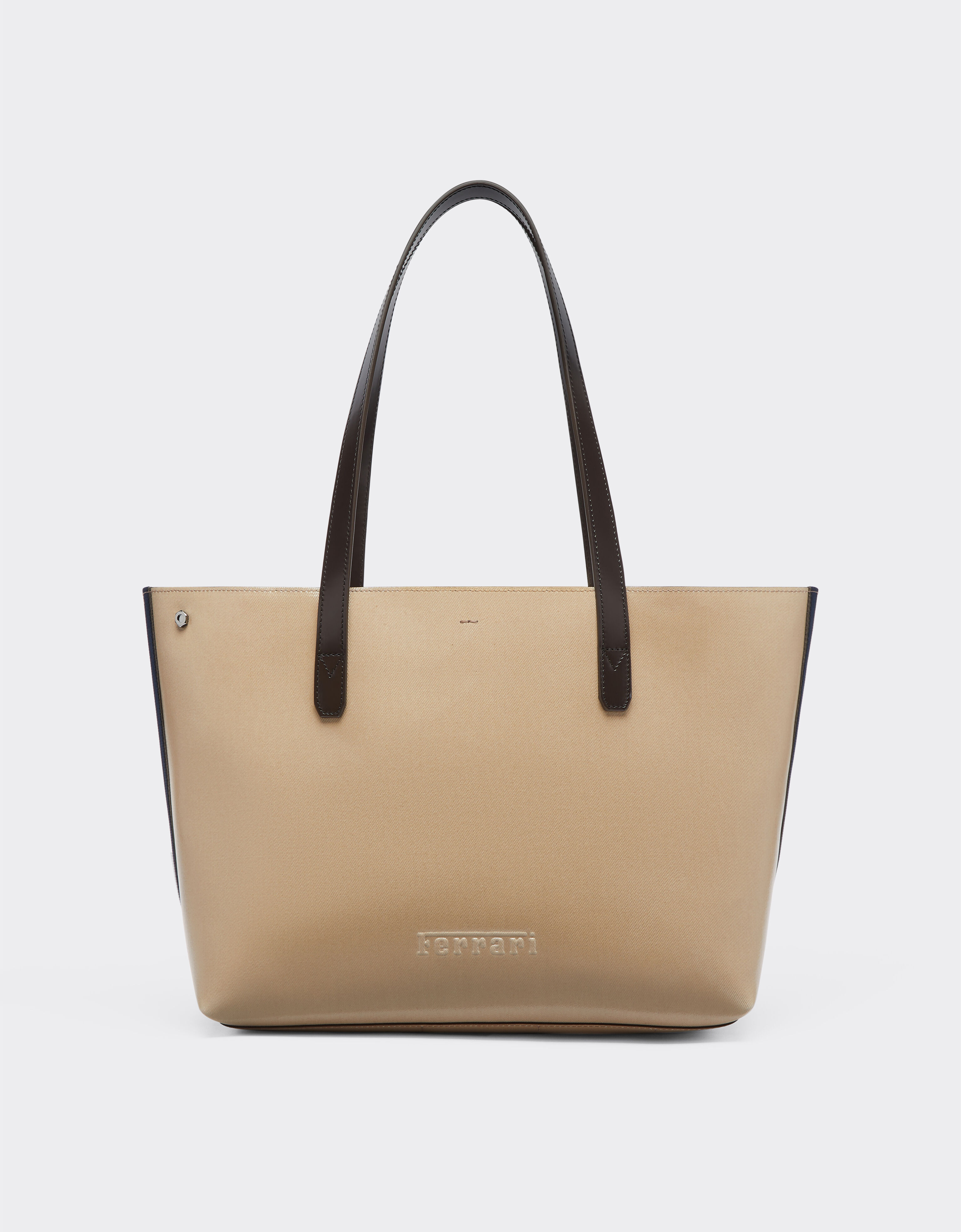 ${brand} Horizontal tote bag in coated canvas and leather ${colorDescription} ${masterID}
