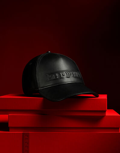 Ferrari Baseball cap in nappa leather with Ferrari logo Black 21748f