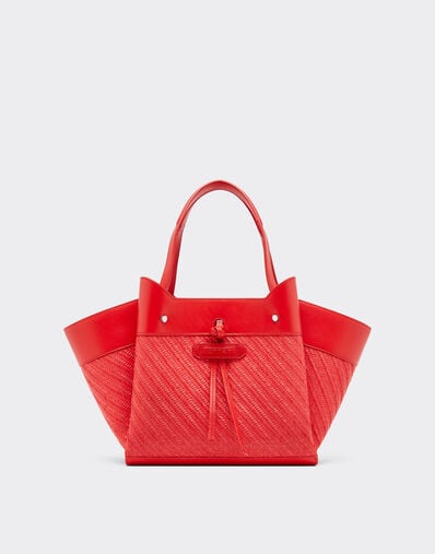 Ferrari Bolso pequeño de rafia y cuero Rosso Dino 49111f