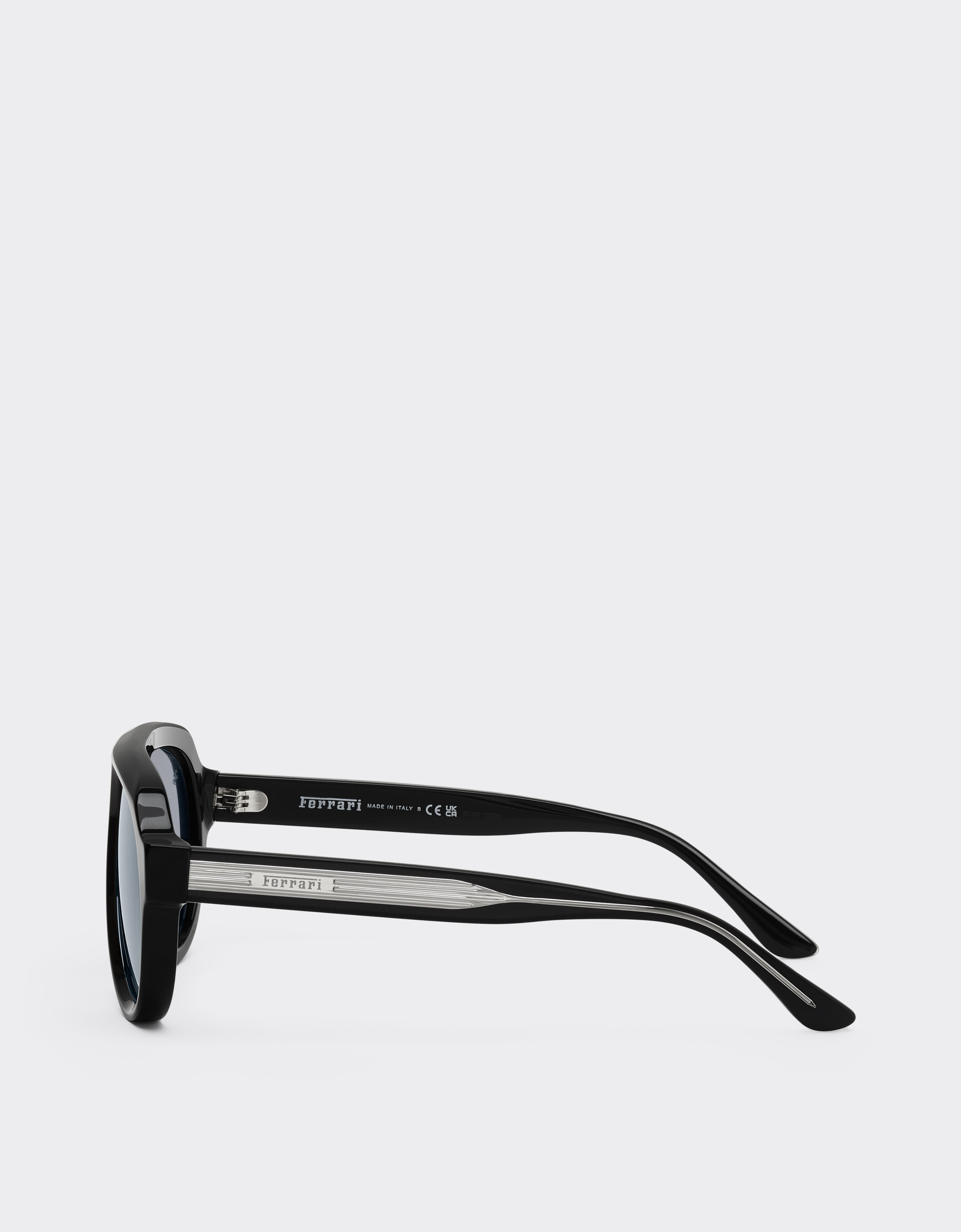 Ferrari Ferrari sunglasses in shiny blackacetate with blue lenses Black LA0ETf