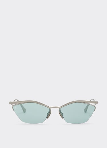 Ferrari Lunettes de soleil Ferrari en titane argenté avec verres bleus miroirs Silver LA0KTf