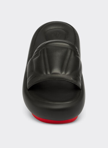 Ferrari Sandalias de pala de piel engomada Negro 21122f