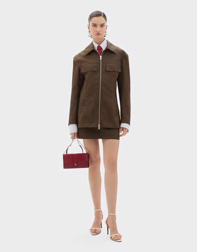 Ferrari Chaqueta de gabardina técnica con efecto vintage Verde Caqui 49926f