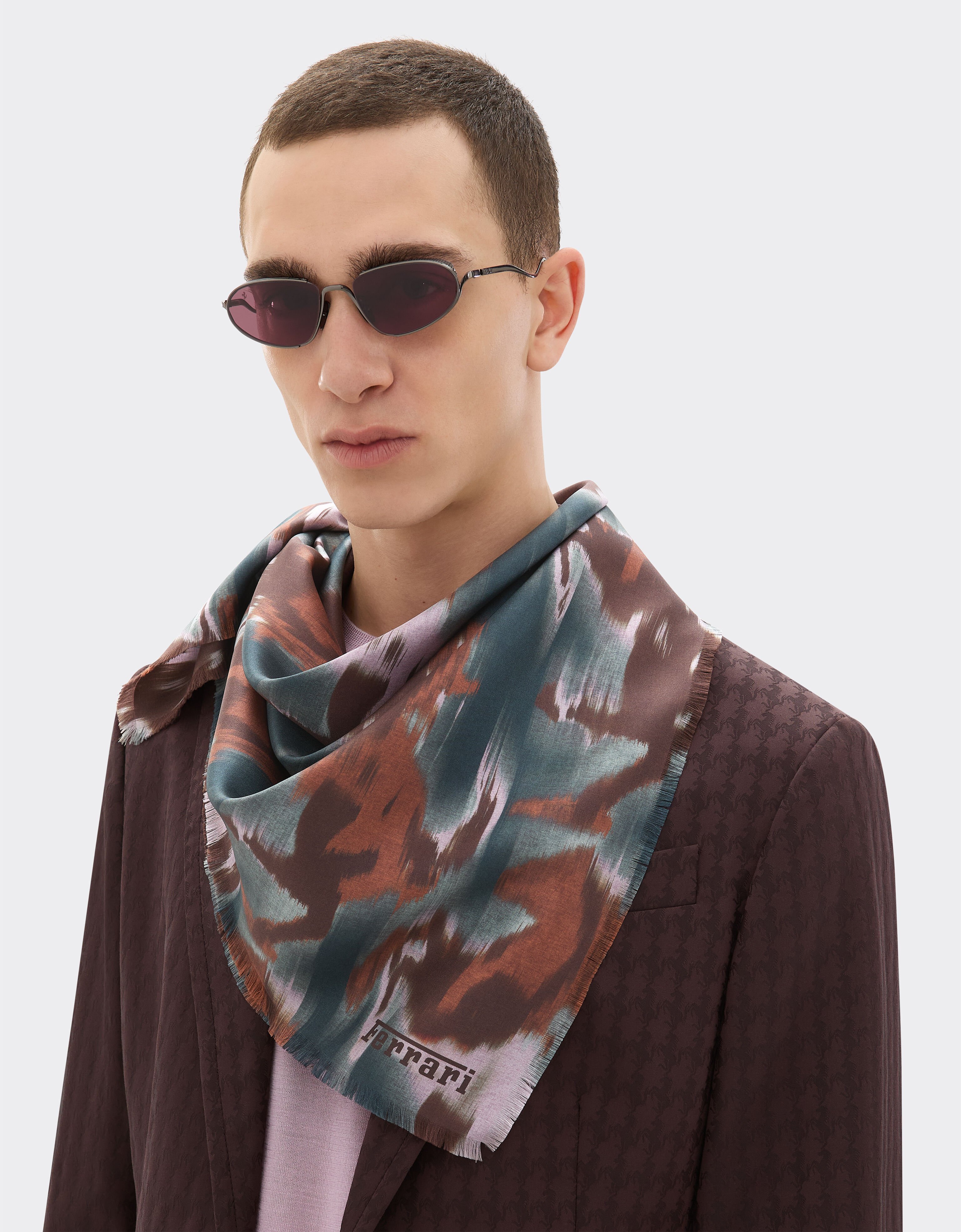 Ferrari Silk yoke with pony Ikat print Peacock 22717f