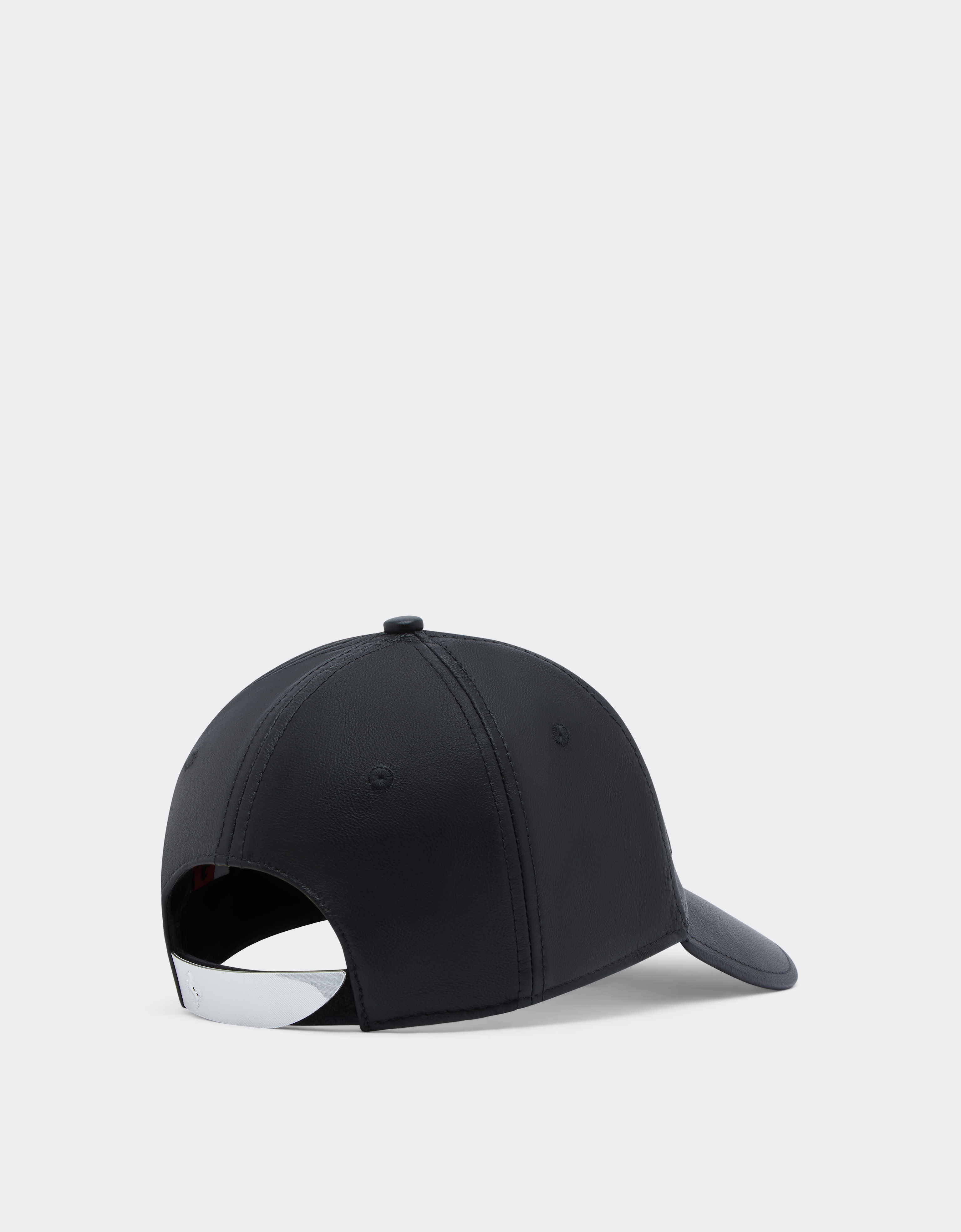 Ferrari Baseball Cap In Nappa Leather With  Logo In Black