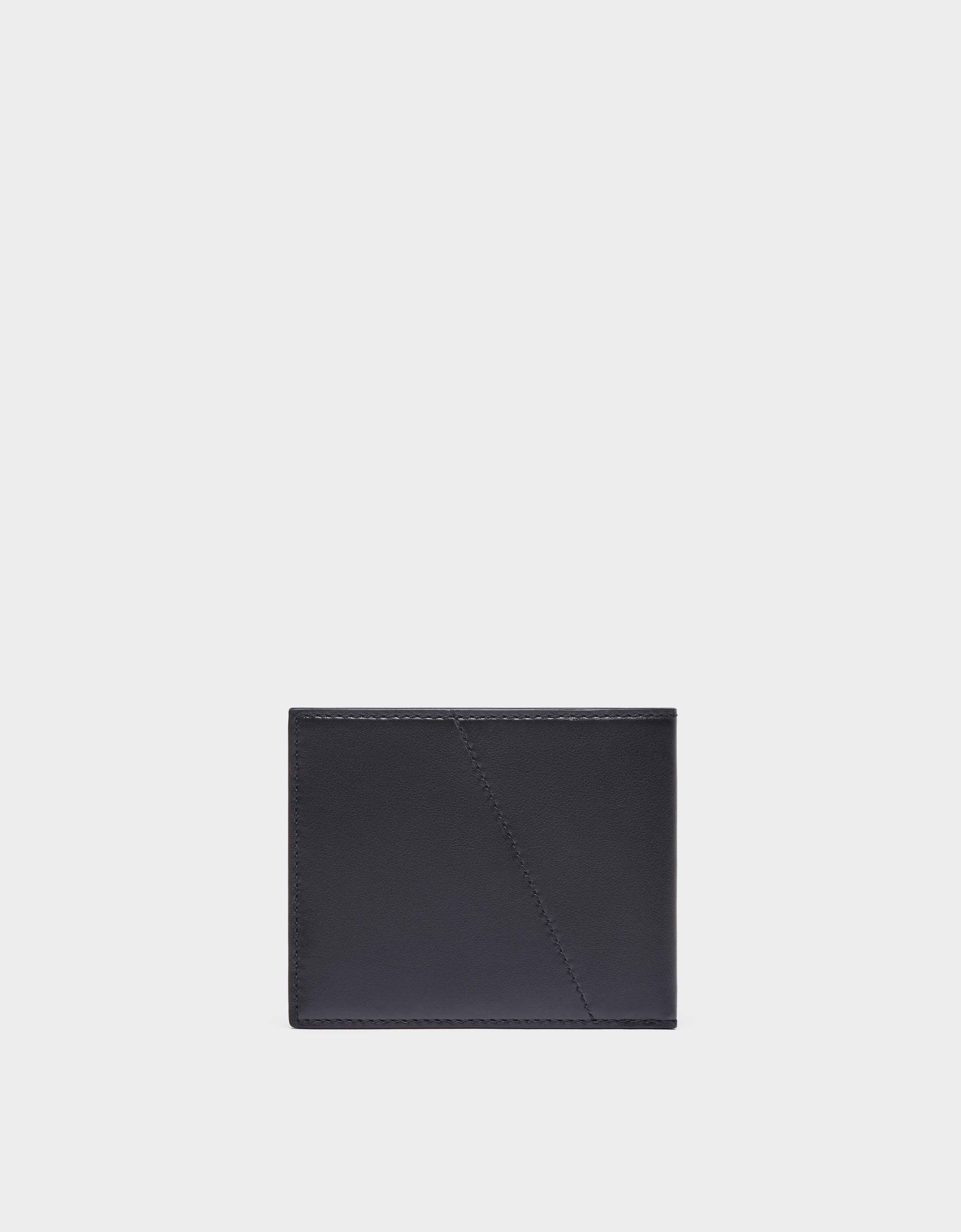 Ferrari Square Wallet In Smooth Leather In Black