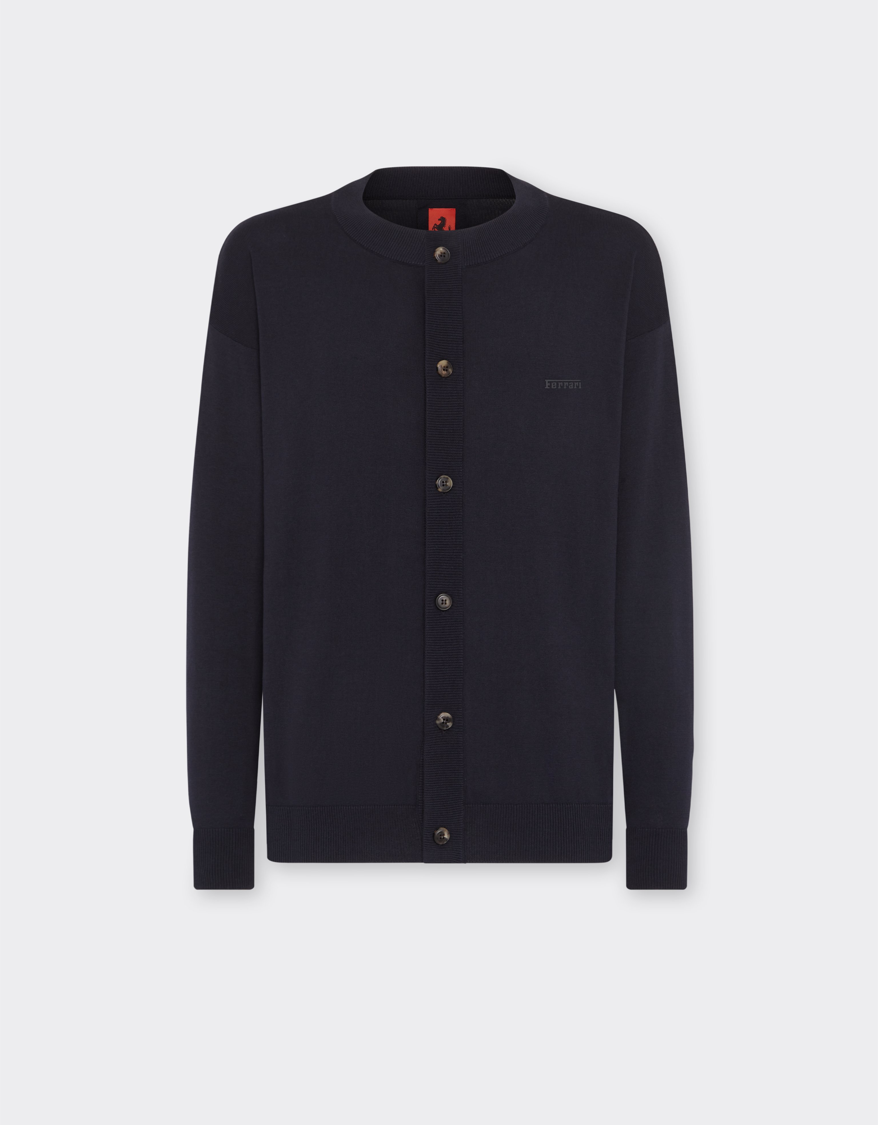 Ferrari Men's Navy Cotton And Silk Cardigan - Sweaters & Knitwear 46