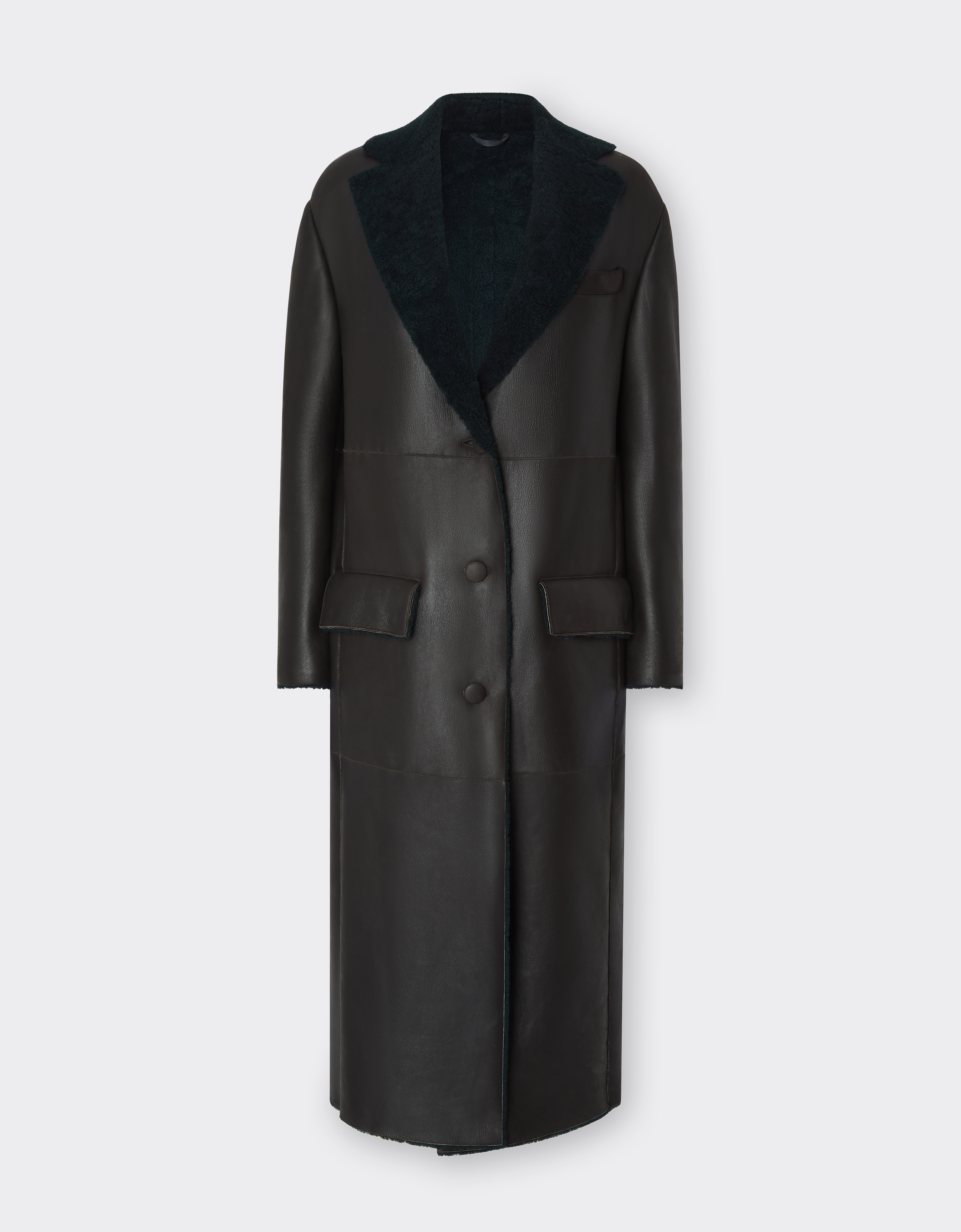 Ferrari Shearling Coat In Dark Brown