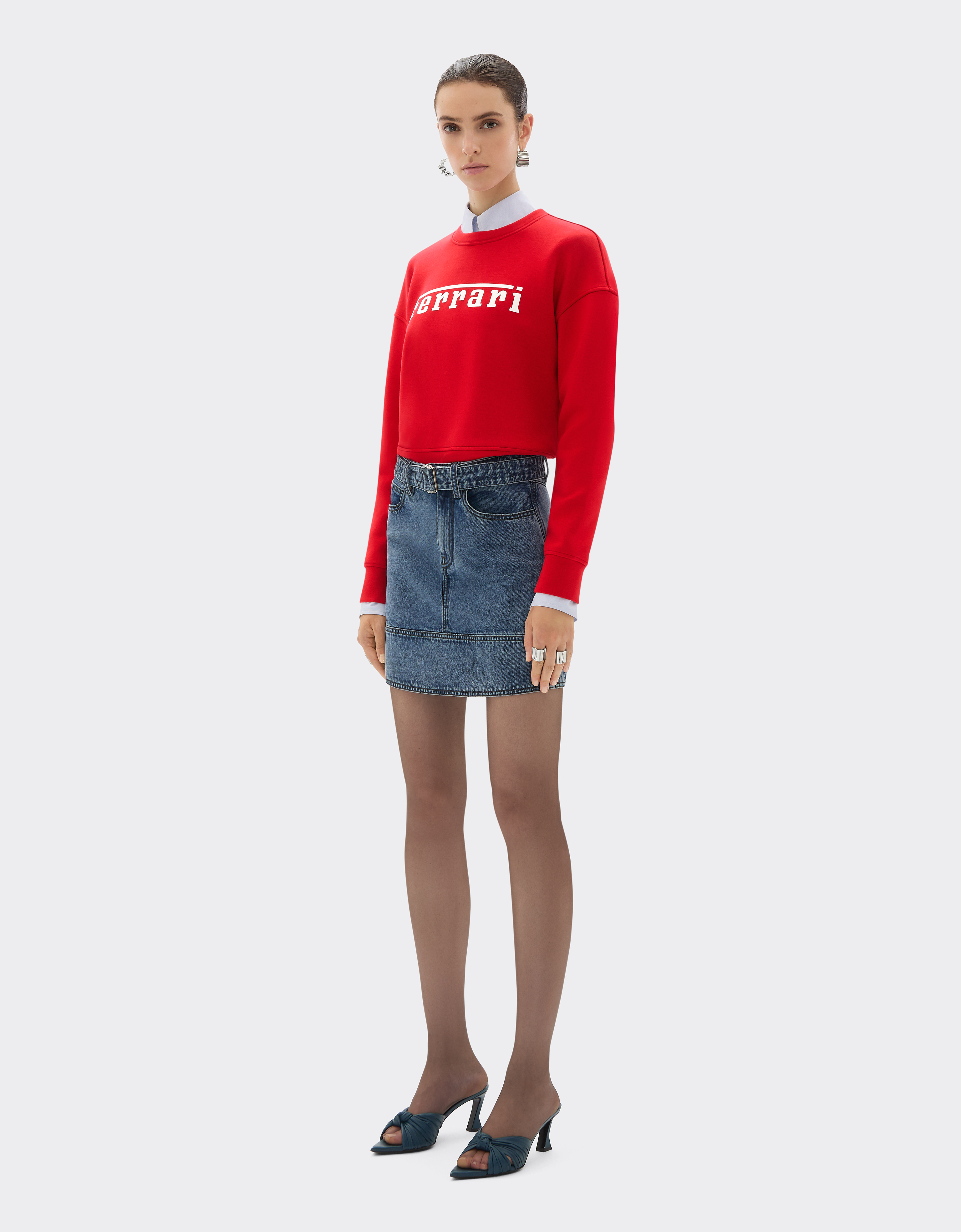 Ferrari Scuba Sweatshirt With Logo In Rosso Corsa