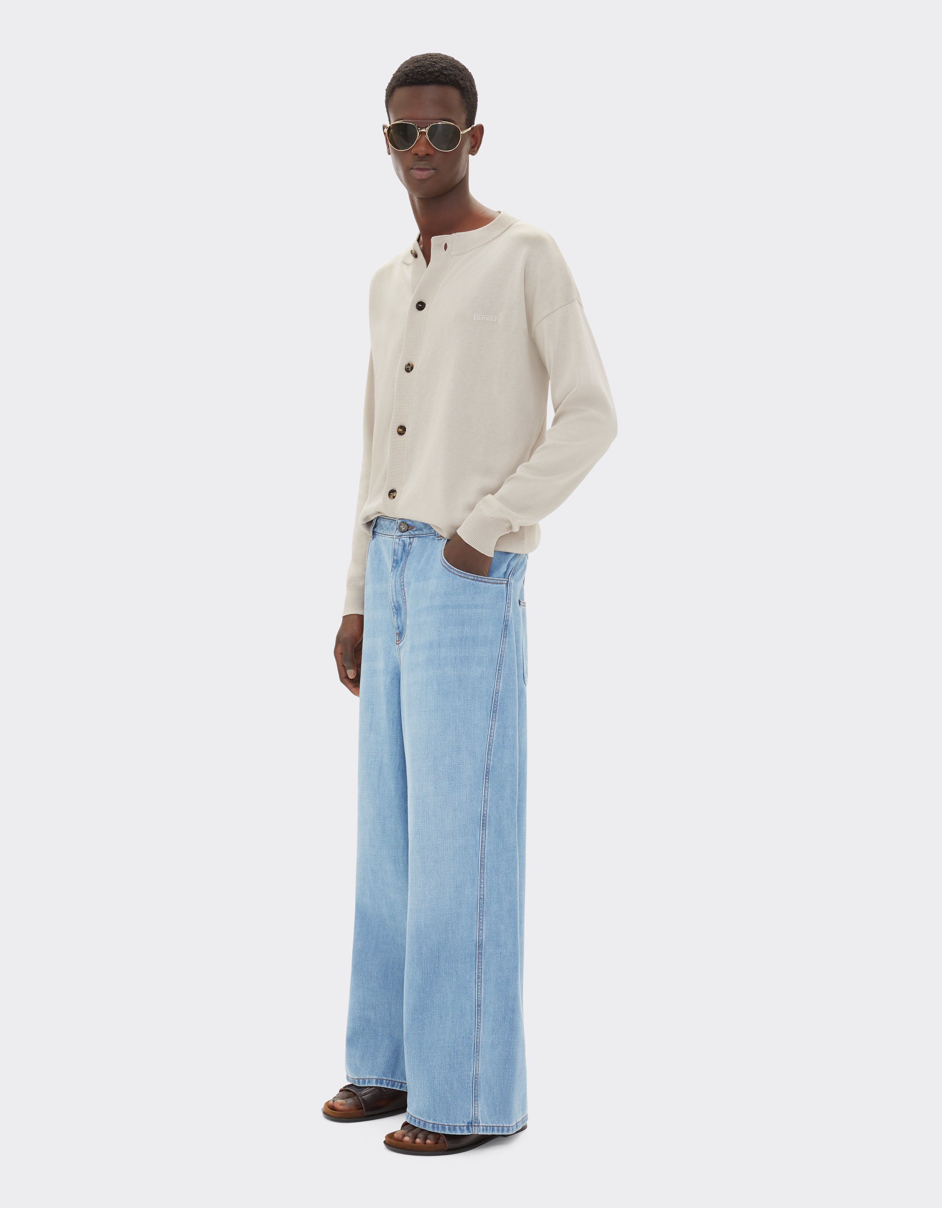 Ferrari Cotton And Silk Cardigan In Ecru