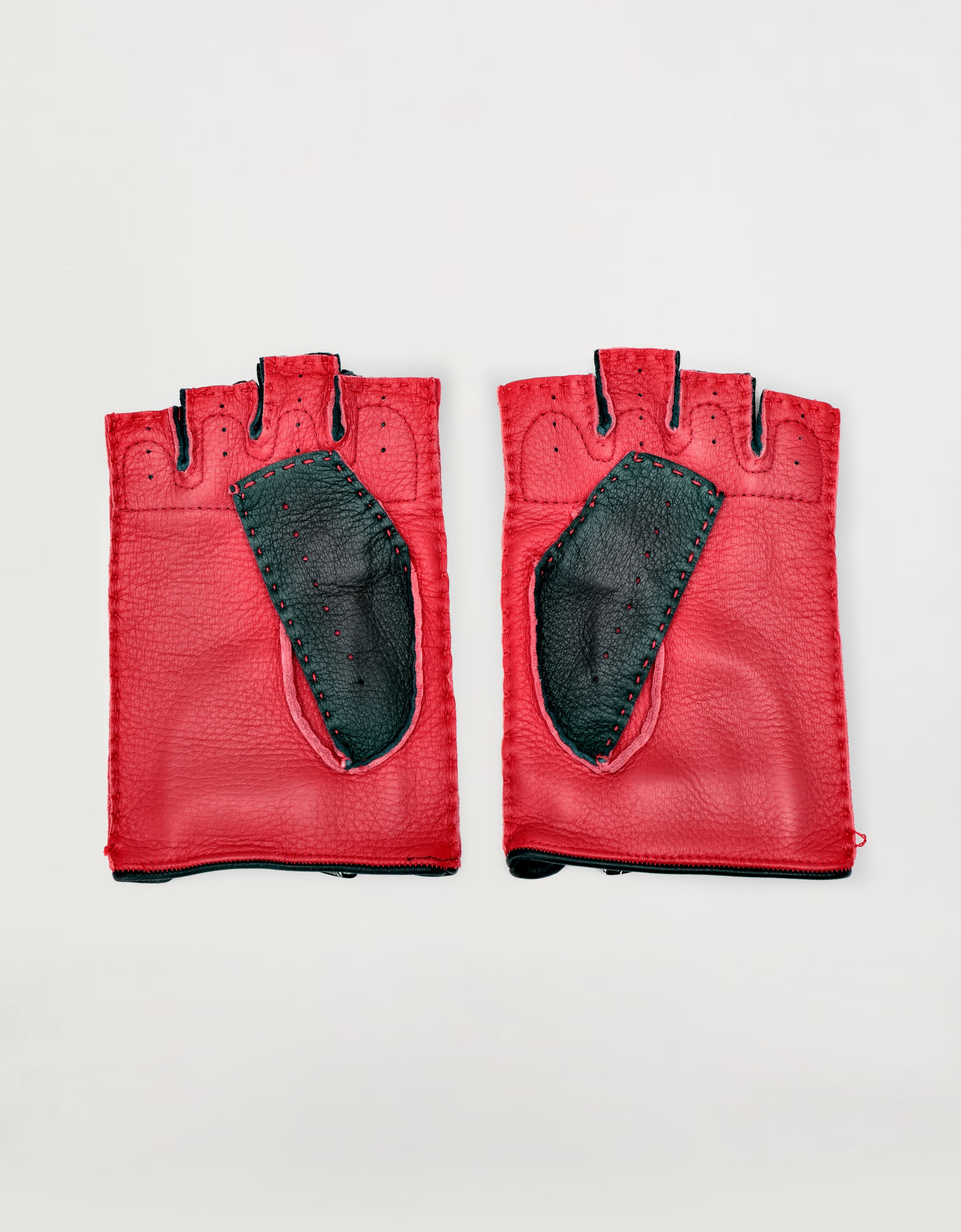 Ferrari Leather Driving Gloves With Prancing Horse Detail In Rosso Corsa