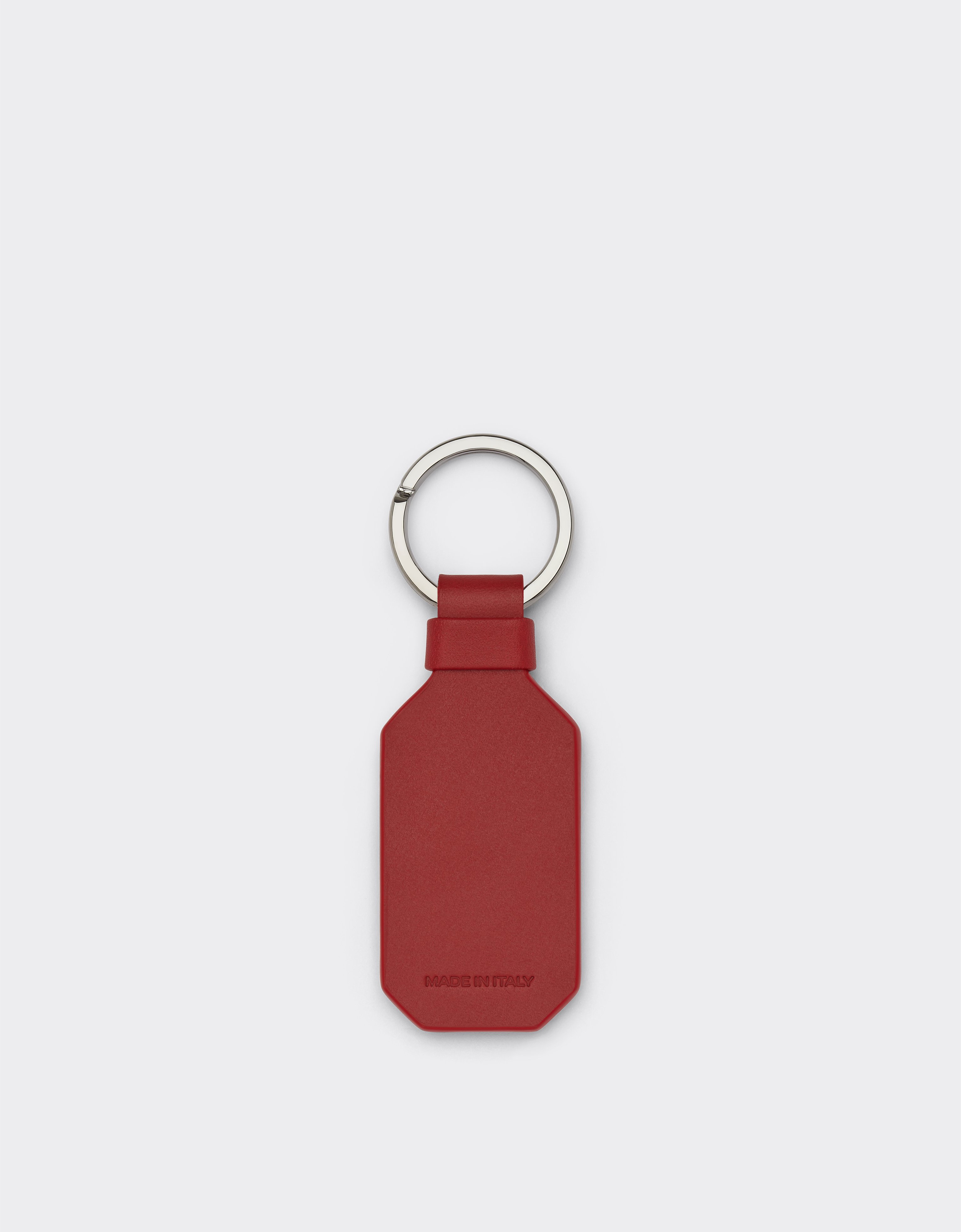 Ferrari Leather Keyring With Prancing Horse In Rosso Corsa