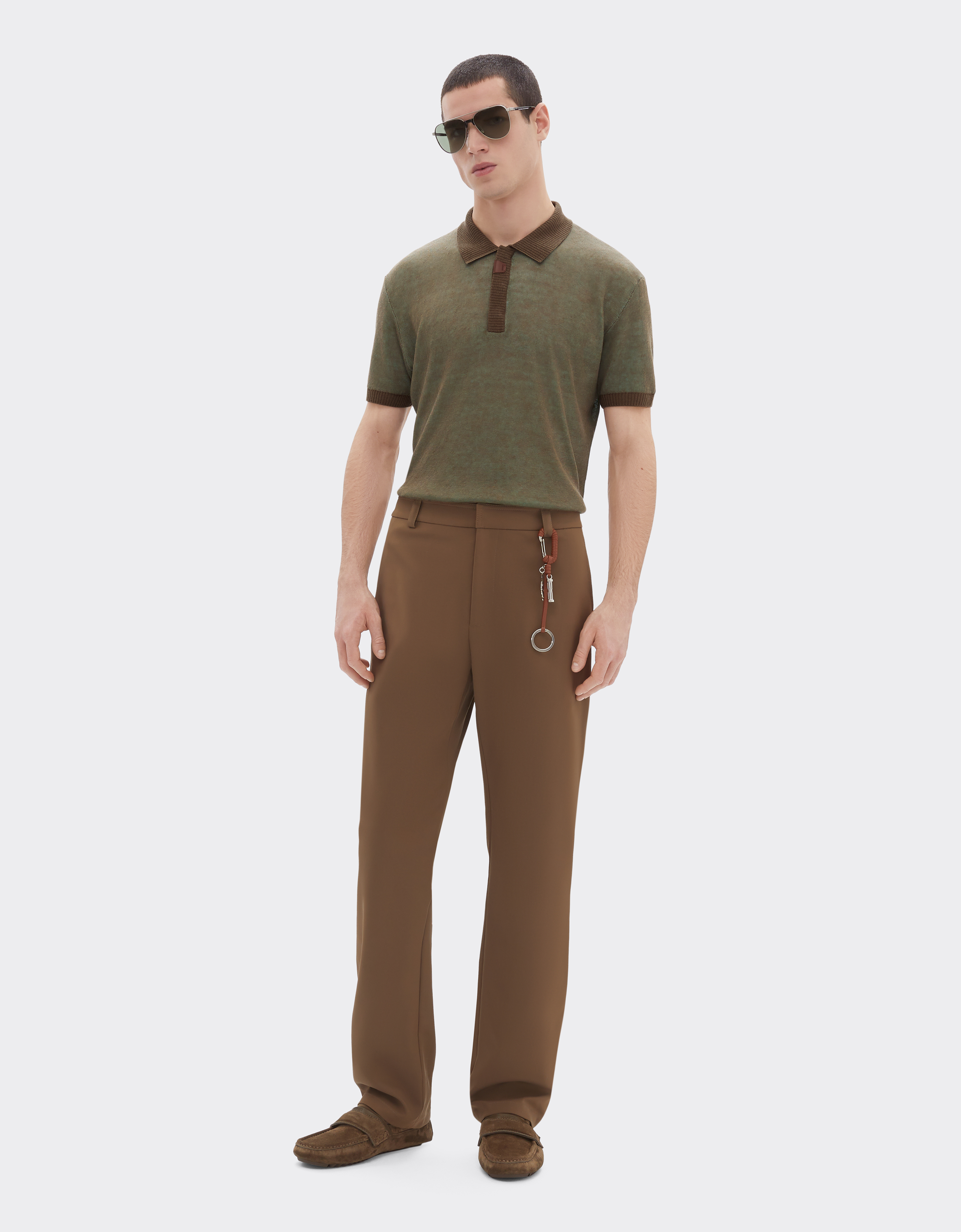  Ferrari Polohemd Aus Leinen, Kaschmir Und Seide - Male Poloshirts Khaki Green 52 