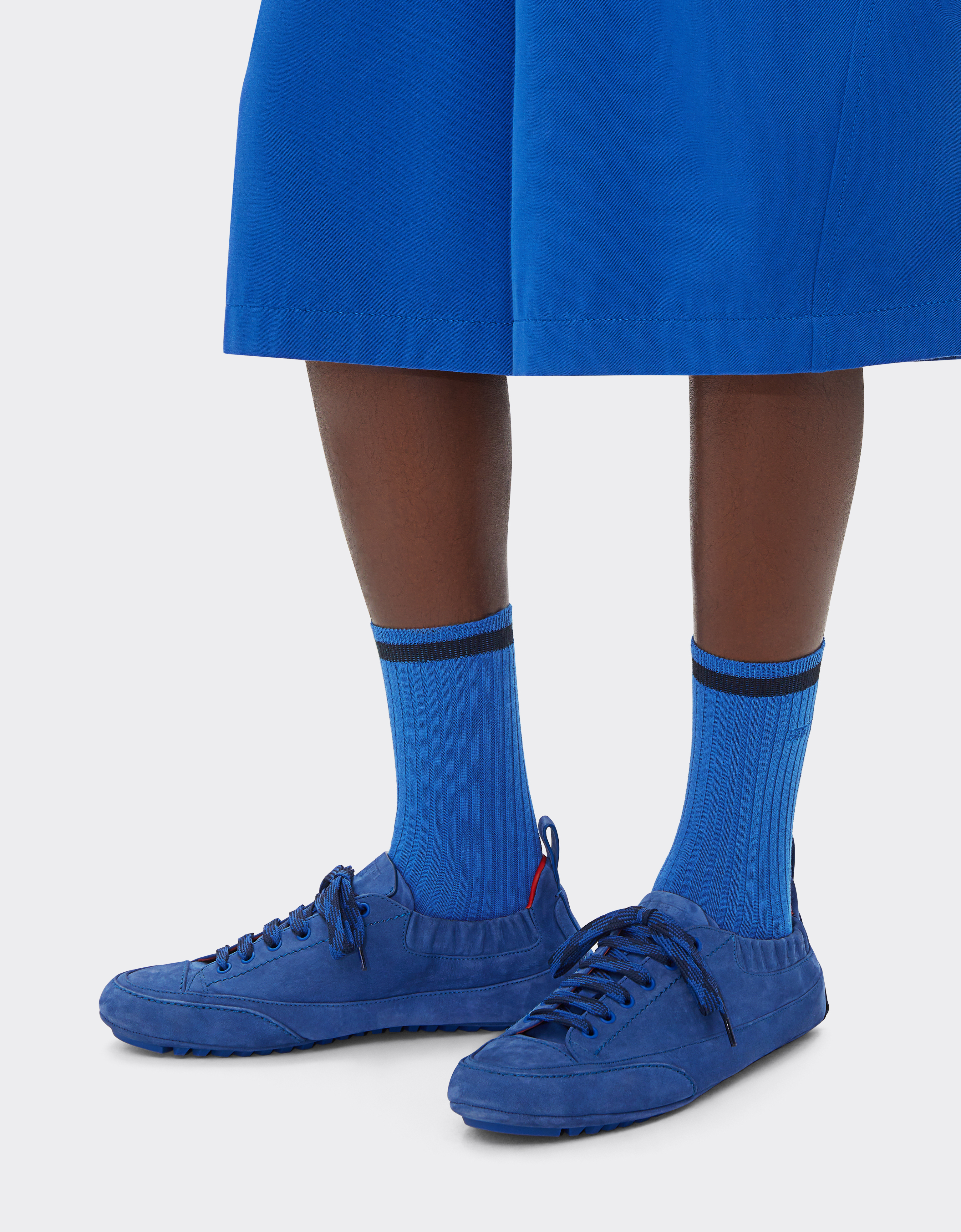 Ferrari Cotton Socks With Jacquard Logo In Navy
