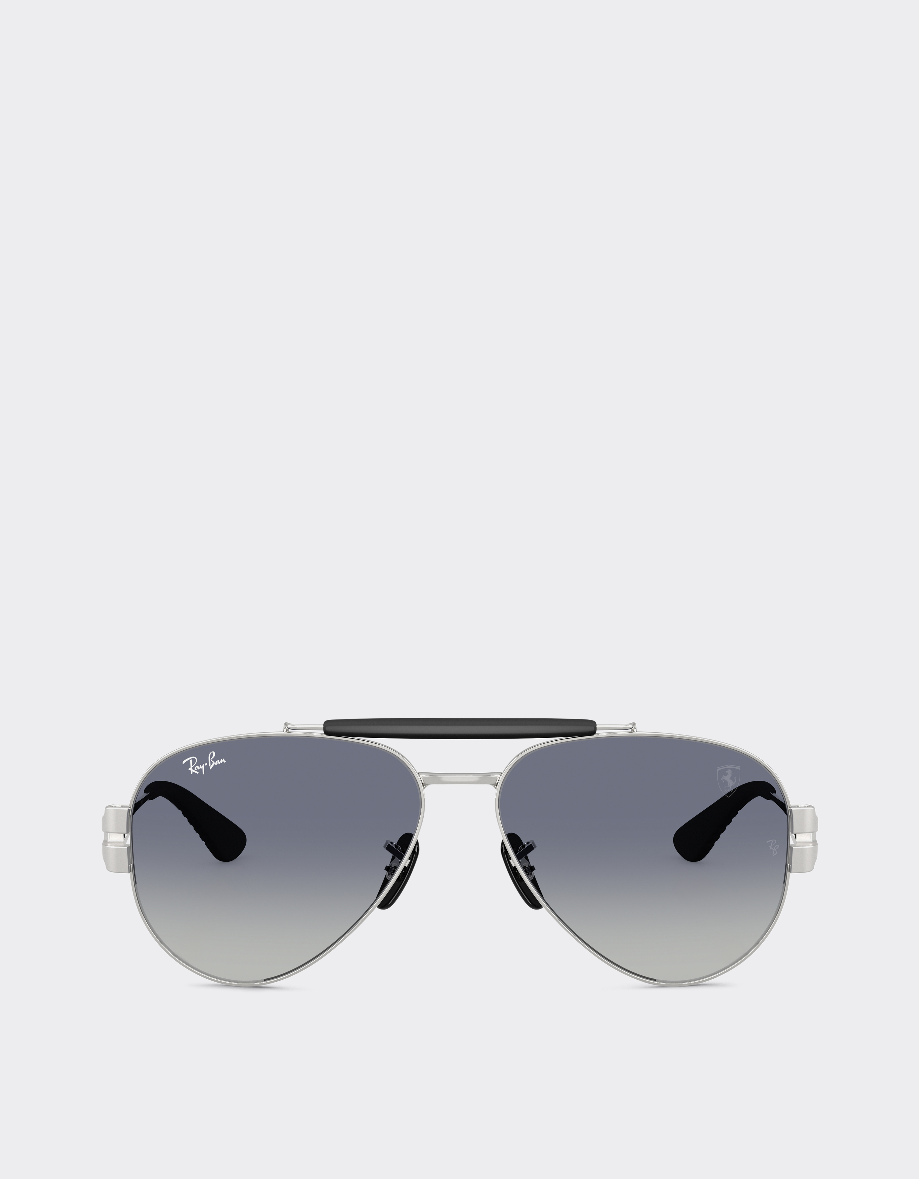Ferrari Ray-ban For Scuderia  Rb3762m In Silver-tone Metal With Blue Gradient Grey Lenses In Silver