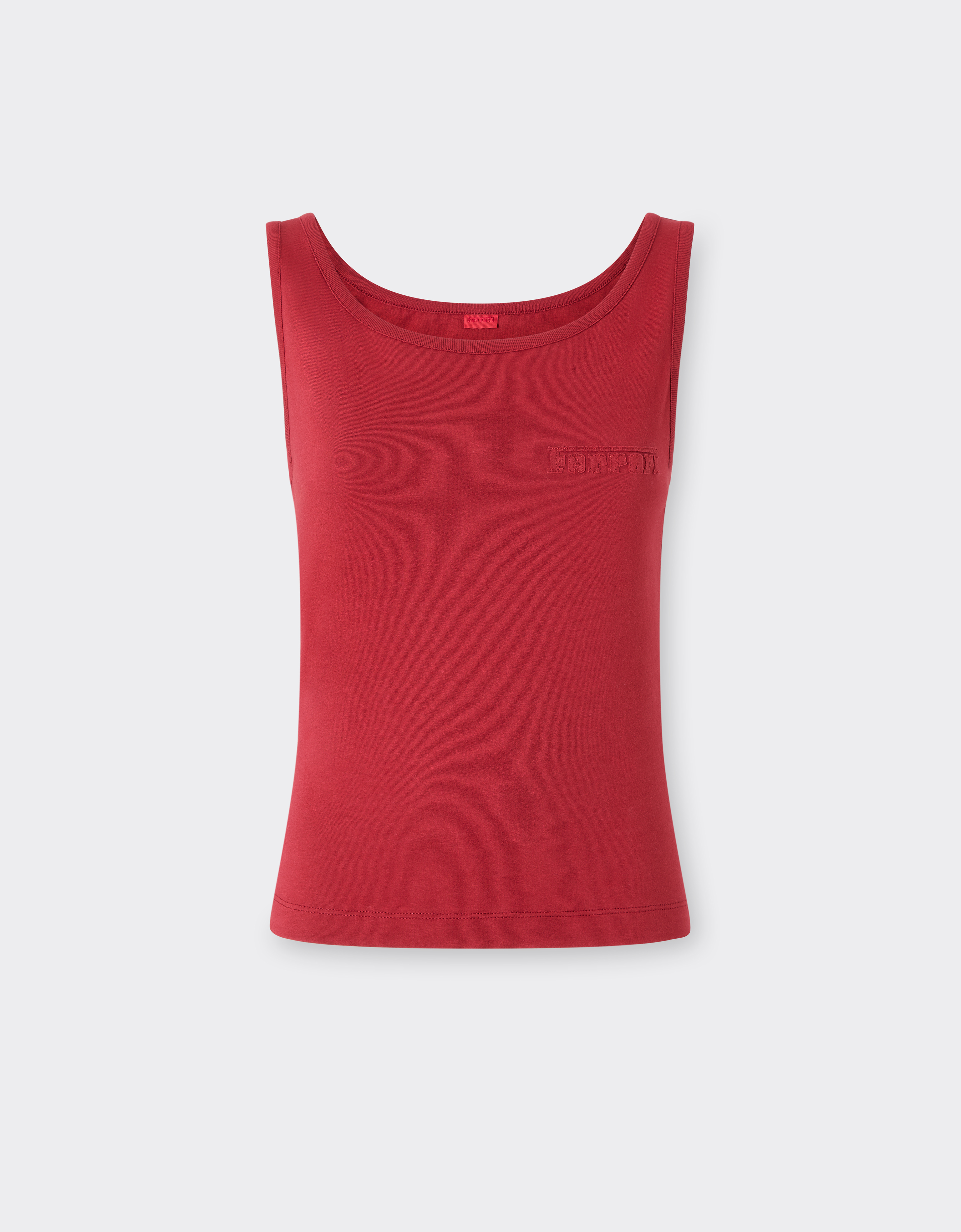 Ferrari Women's Maison Red Cotton Tank Top With Logo - T-Shirts Xs