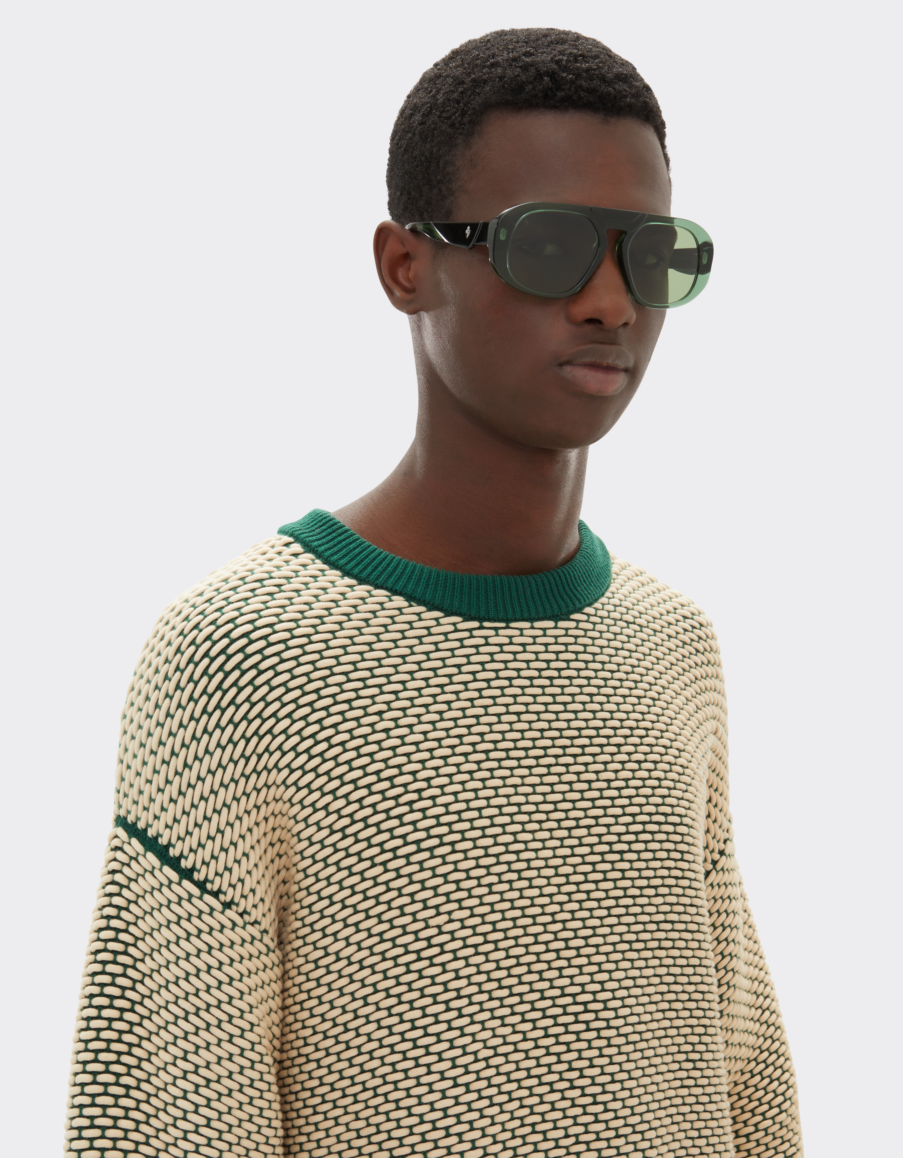 Ferrari Sunglasses In Transparent Dark Green Acetate With Green Lenses In Dark Green