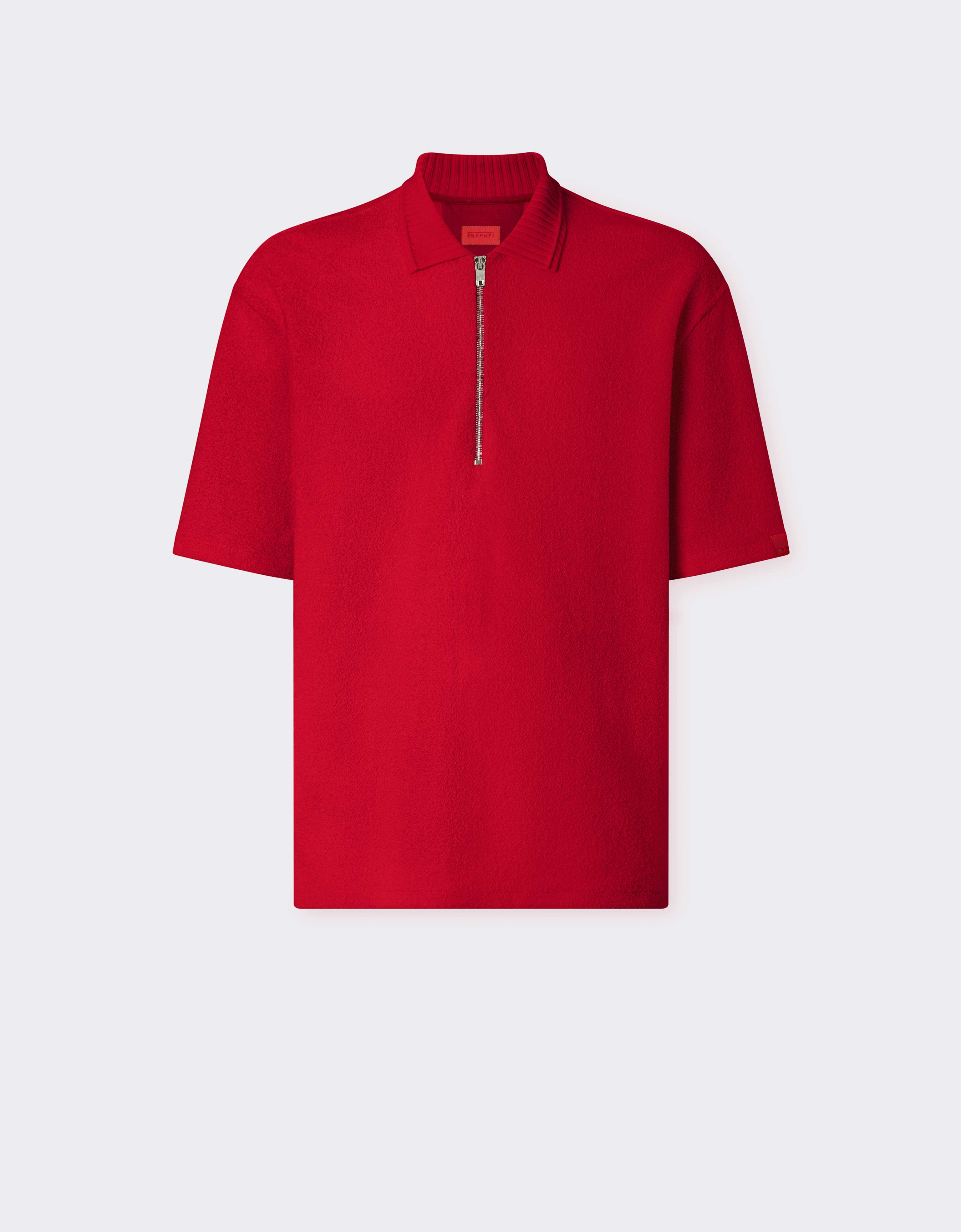Conte of Florence ポロシャツ レッド サイズ50 Rosso Magma コットンブレンドのブークレパイル ポロシャツ | Ferrari®