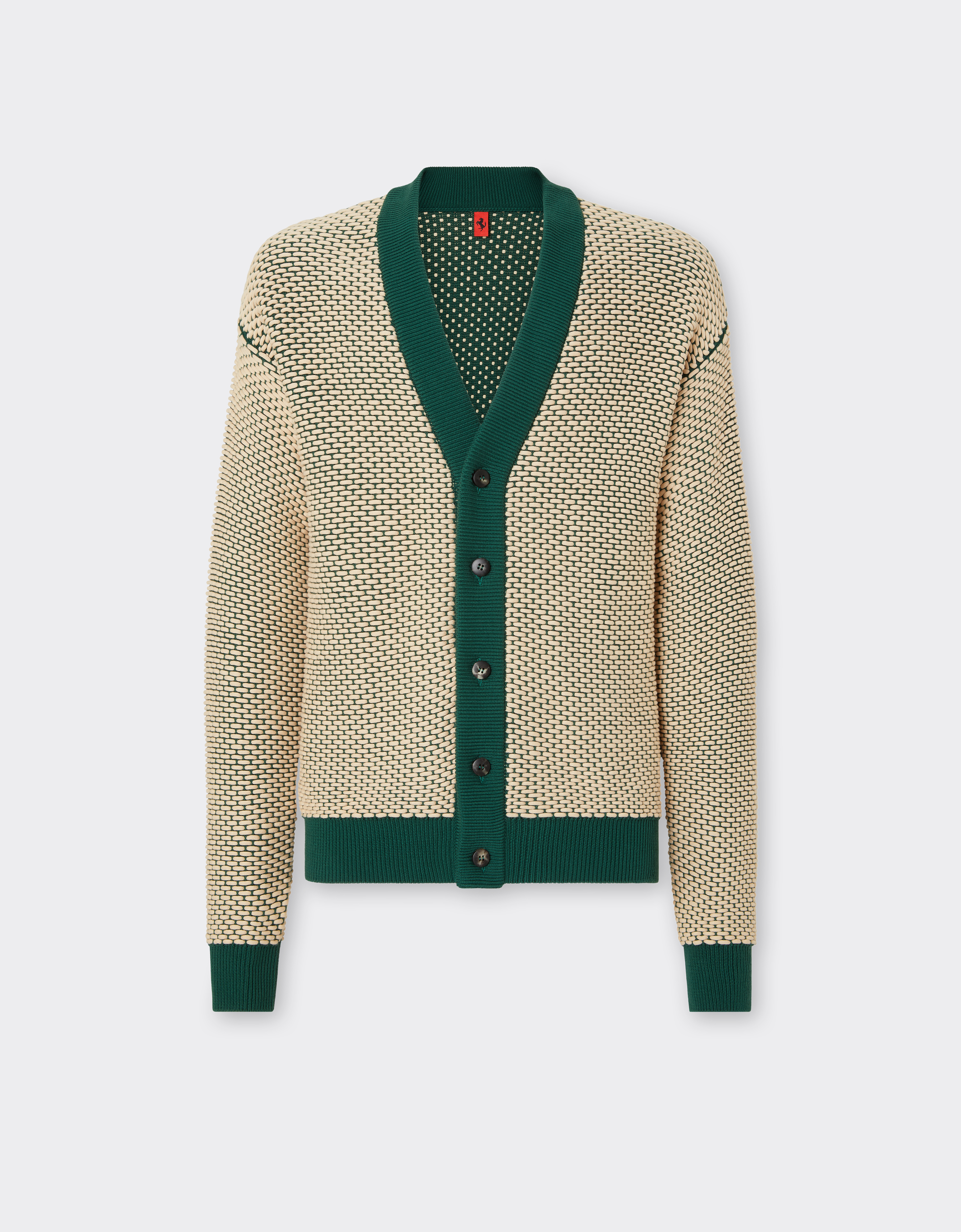 Ferrari 3d-effect Cardigan In Cotton-blend Fabric In Ecru