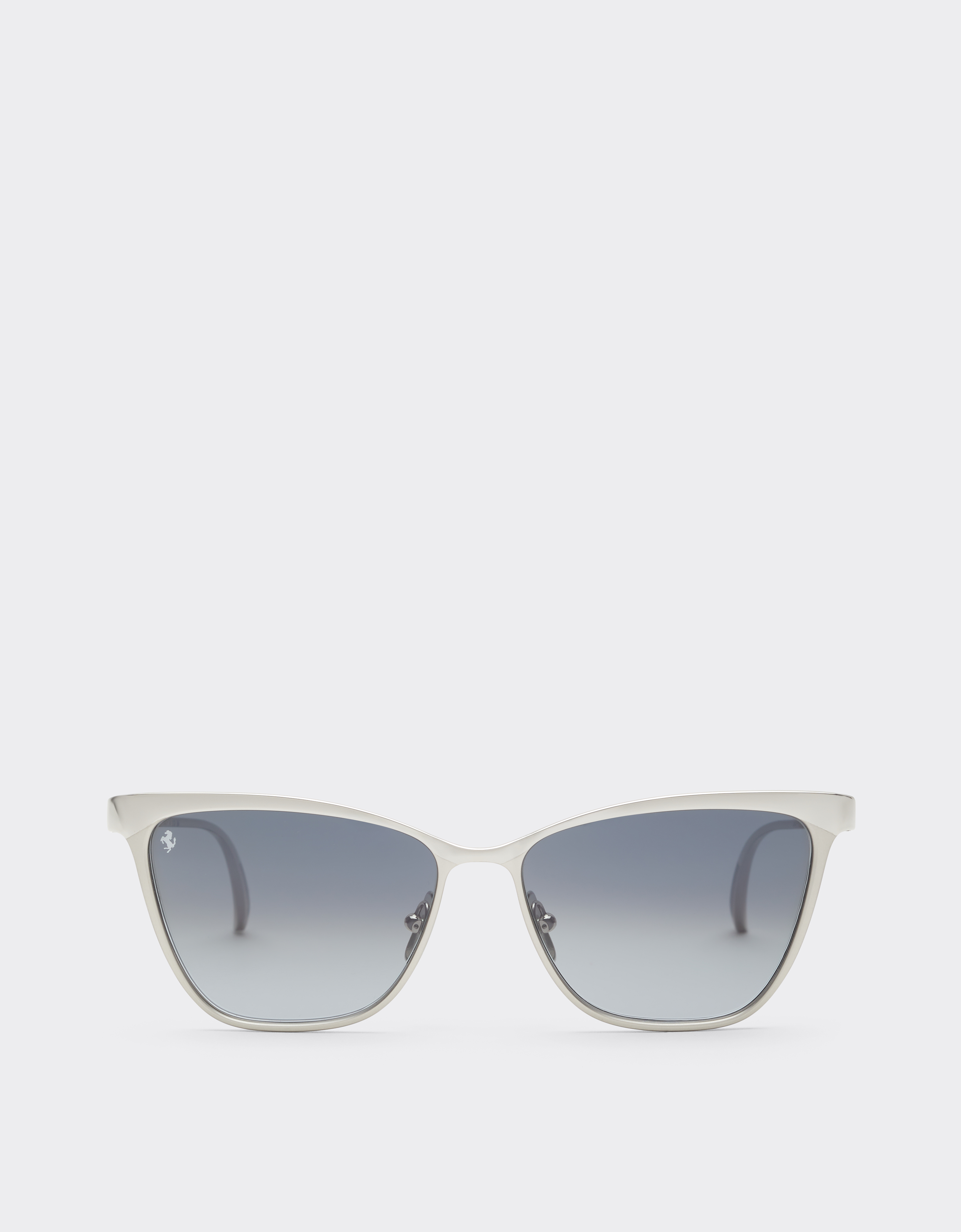 Ferrari Women's Silver Sunglasses In Metal With Gray Crystal Gradient Lenses - Sunglasses Os