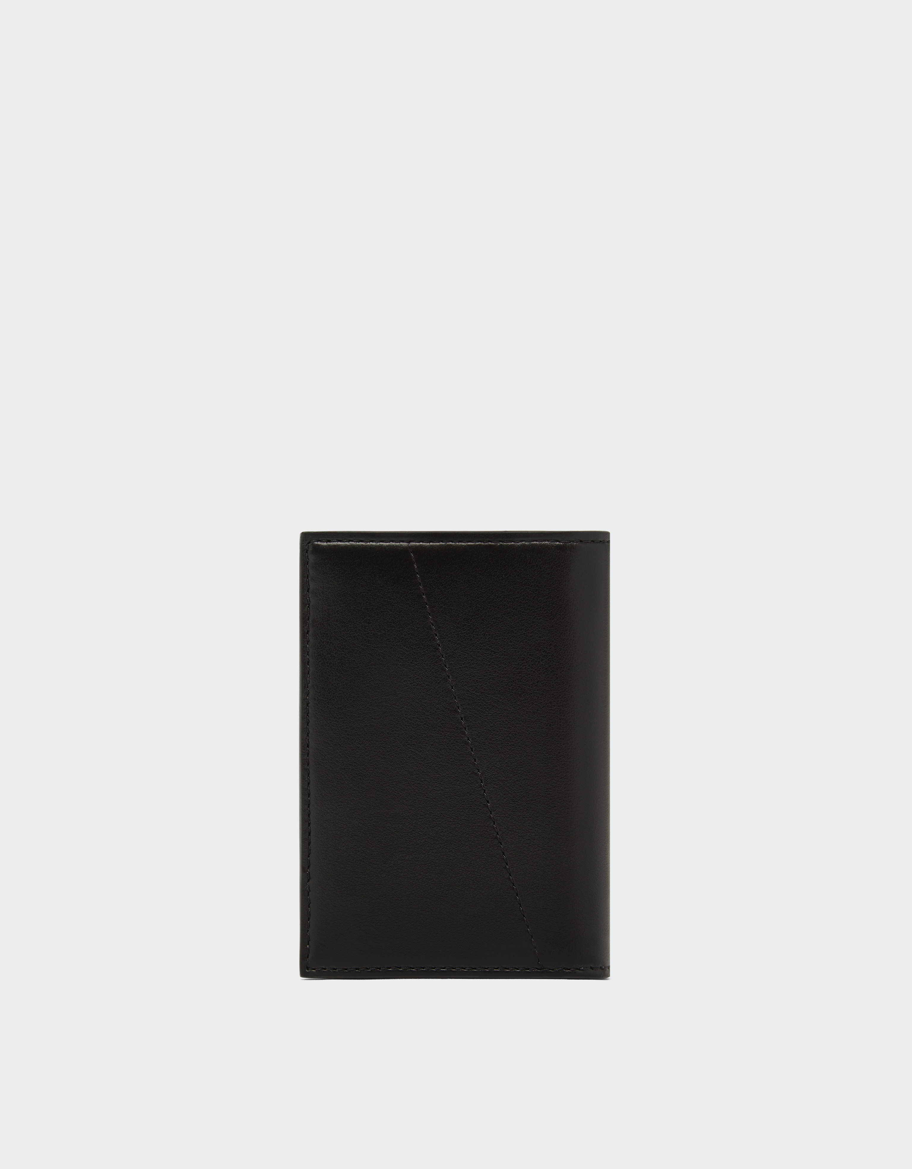 Ferrari Foldable Card Holder In Smooth Leather In Black