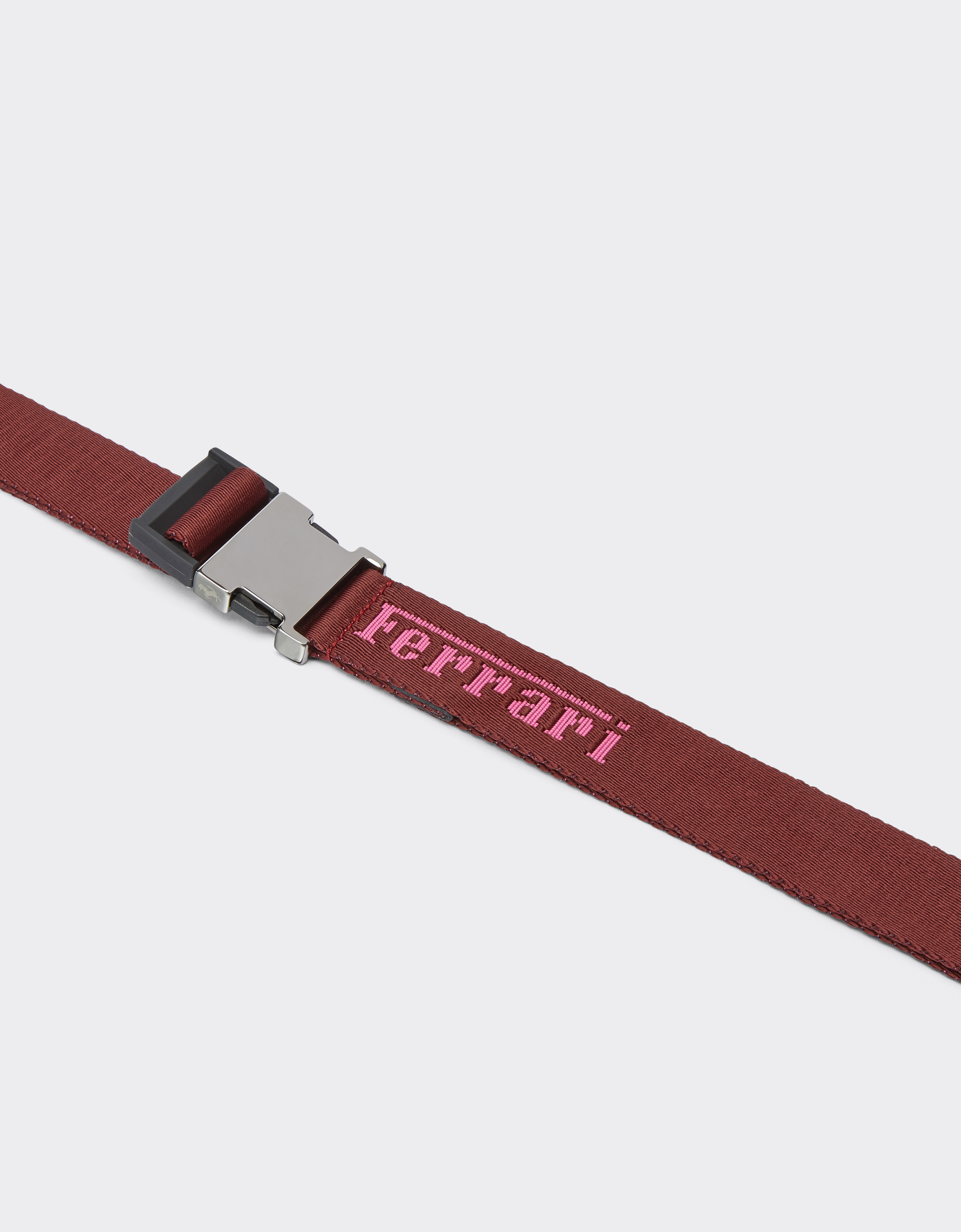Ferrari Jacquard Belt With  Logo In Burgundy