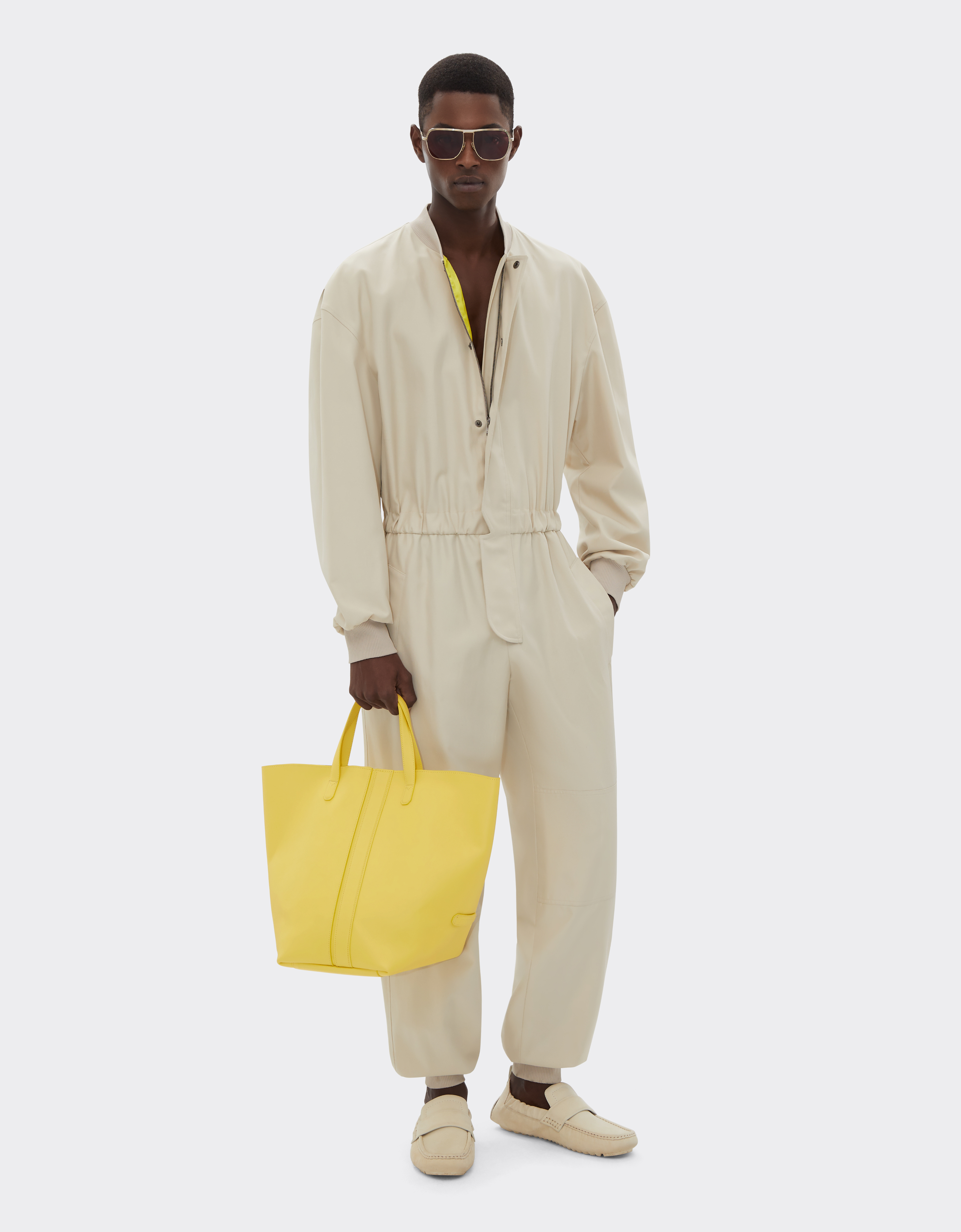 Ferrari Tote Bag In Smooth Nappa Leather In Giallo Modena