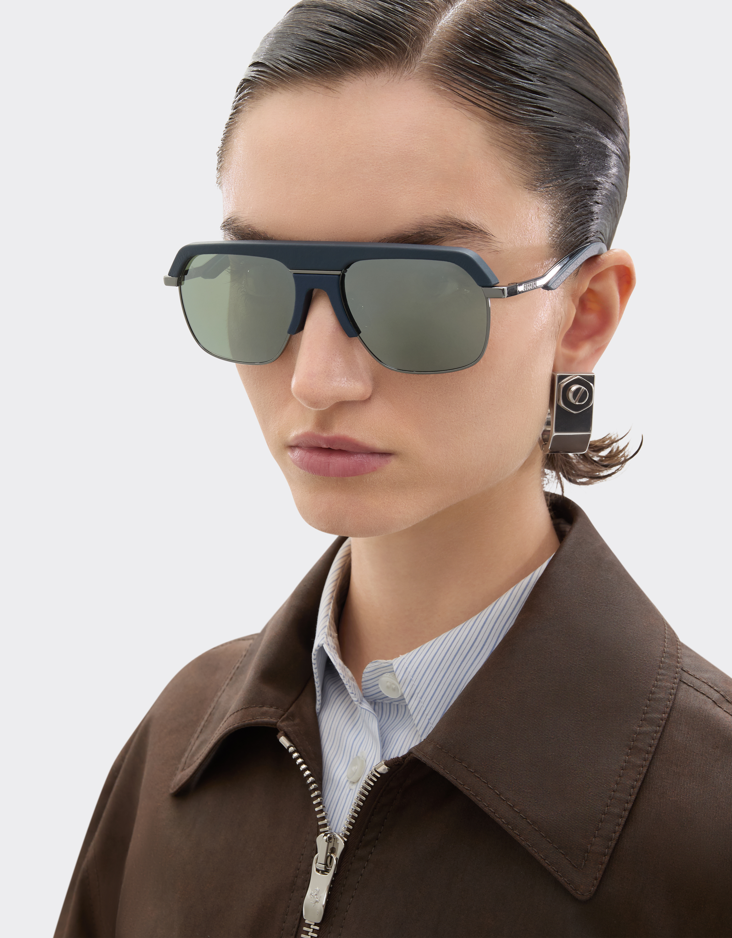 Ferrari Sunglasses In Gunmetalmetal With Gray Mirrored Lenses