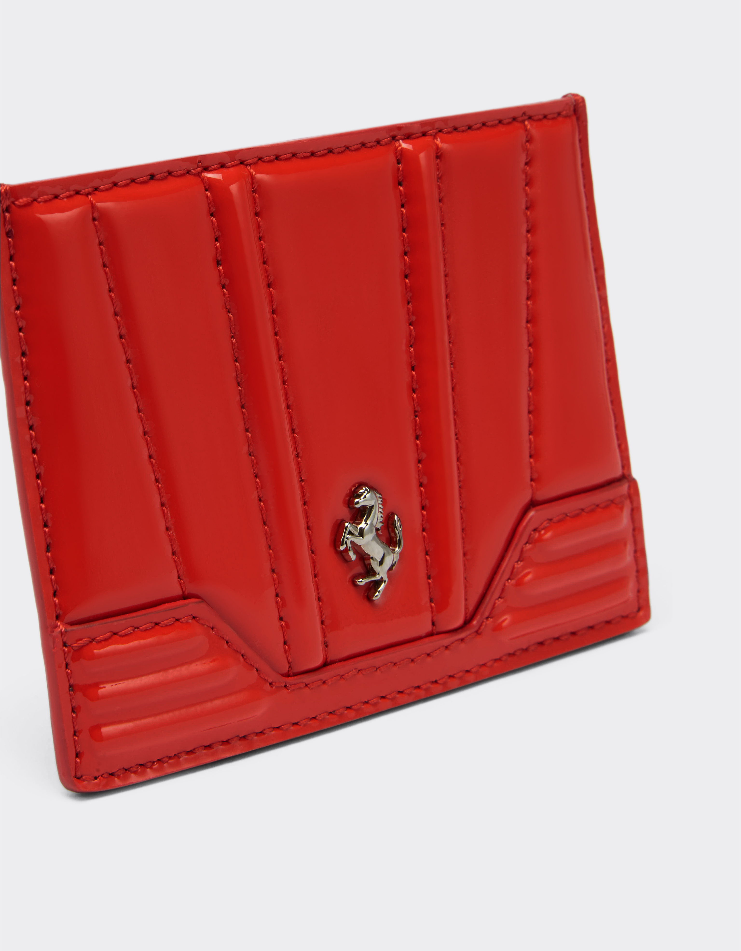 Ferrari Card Holder In Patent Leather In Rosso Dino
